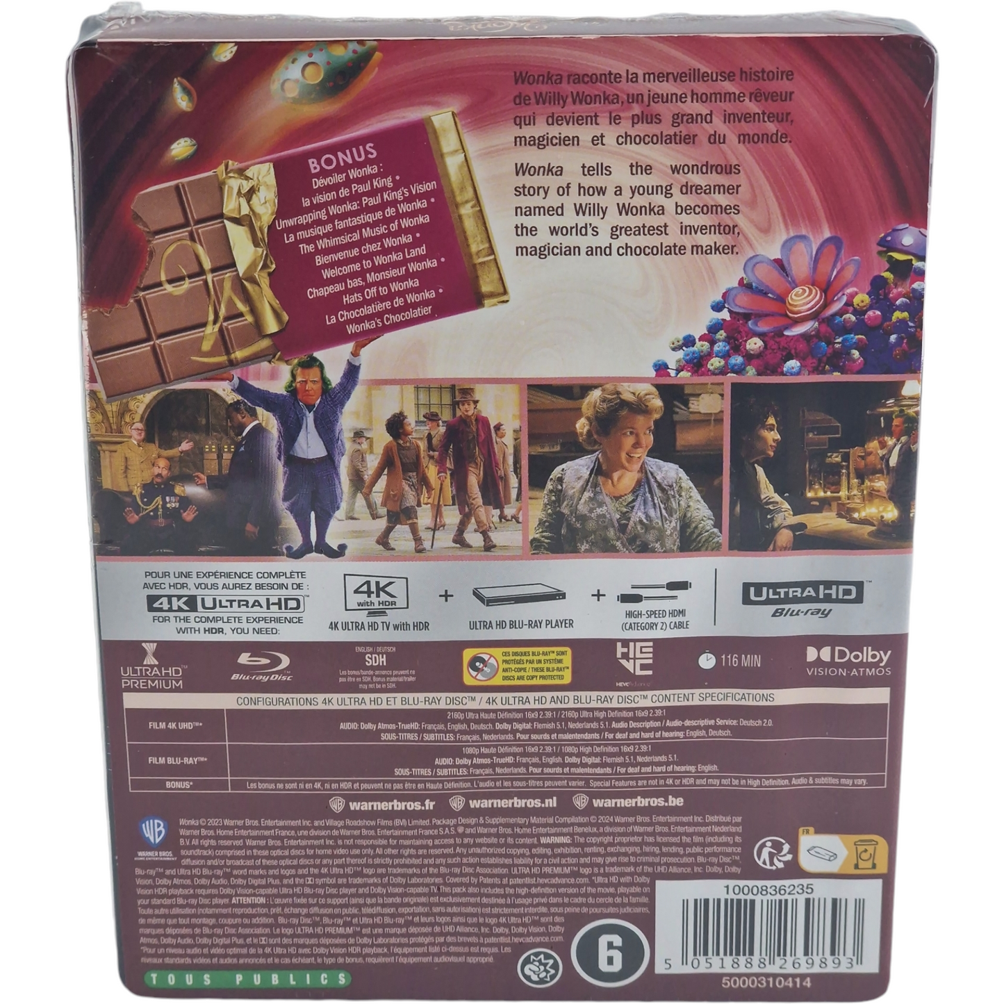 Wonka 4K Ultra HD + Blu-ray Steelbook Timothée Chalamet ,Zone B