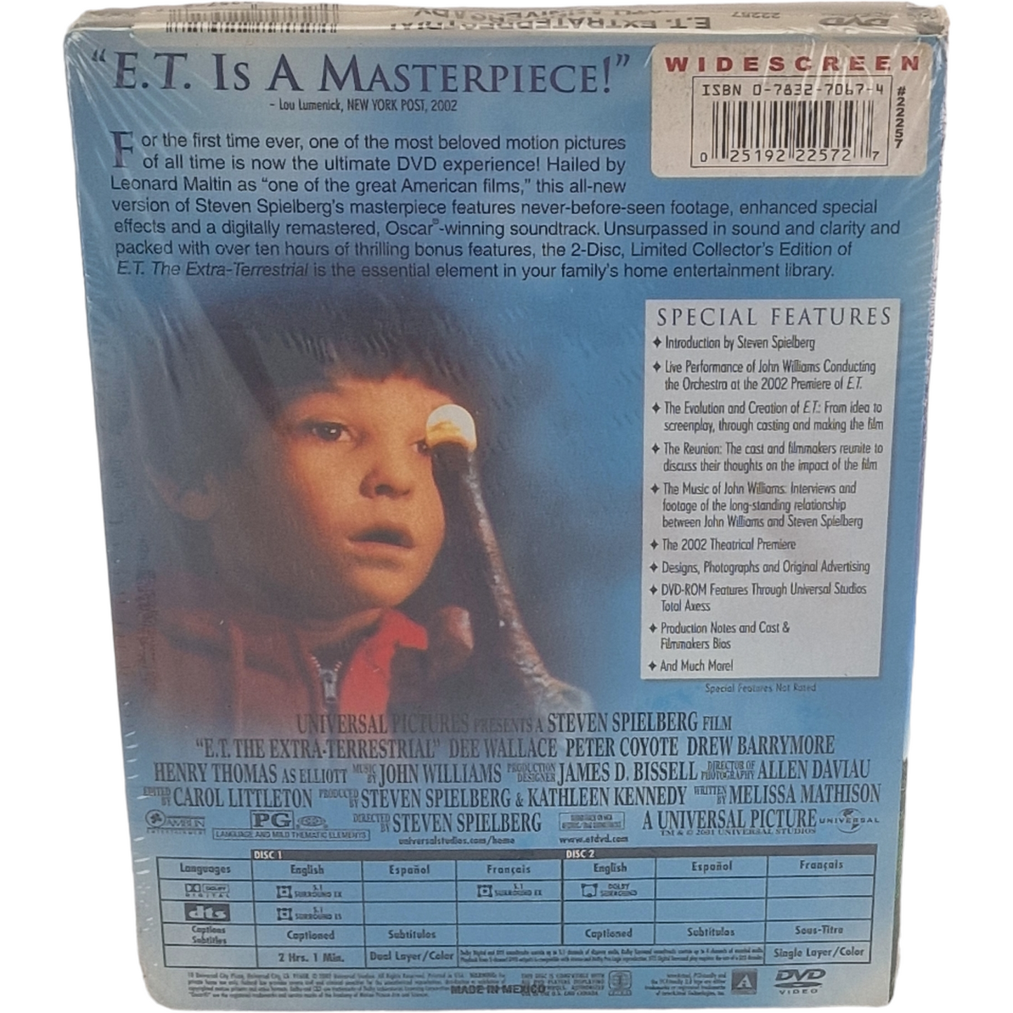 E.T.: The Extra-Terrestrial DVD DigiPack / Édition Collector limitée 2002 Zone 1