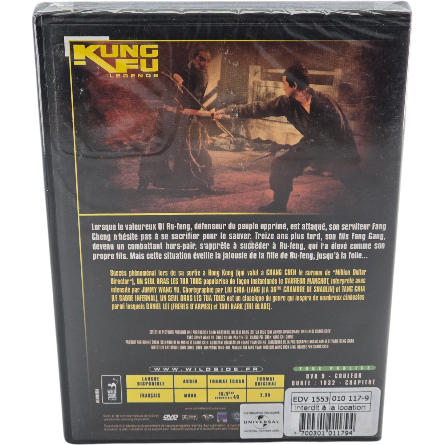 Un Seul Bras Les Tua Tous DVD Cheh Chang 1967 : Yu Wang Chiao Chiao 2006 Zone 2
