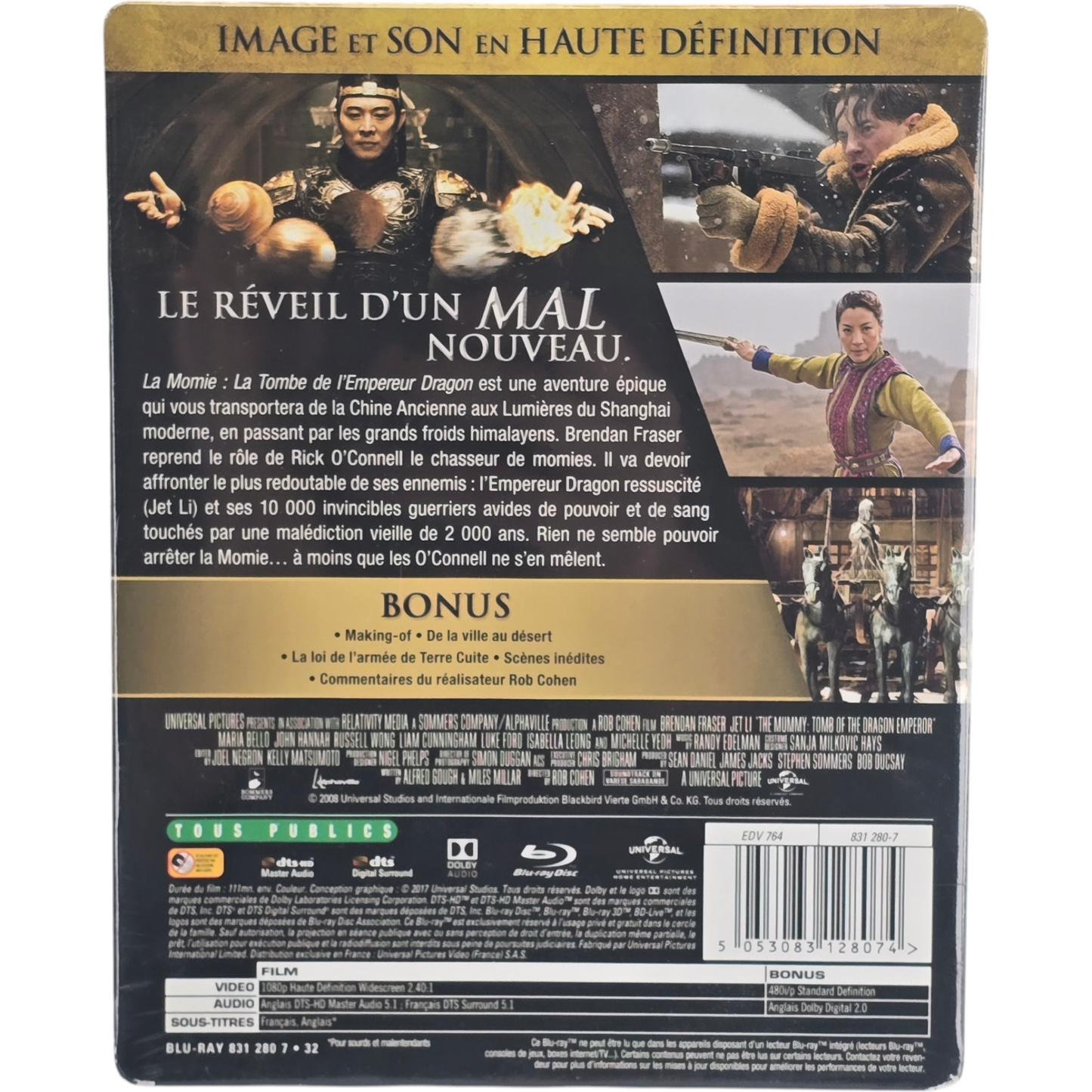 La Momie : Le tombeau de l'empereur Dragon SteelBook Débossé Brendan Fraser B