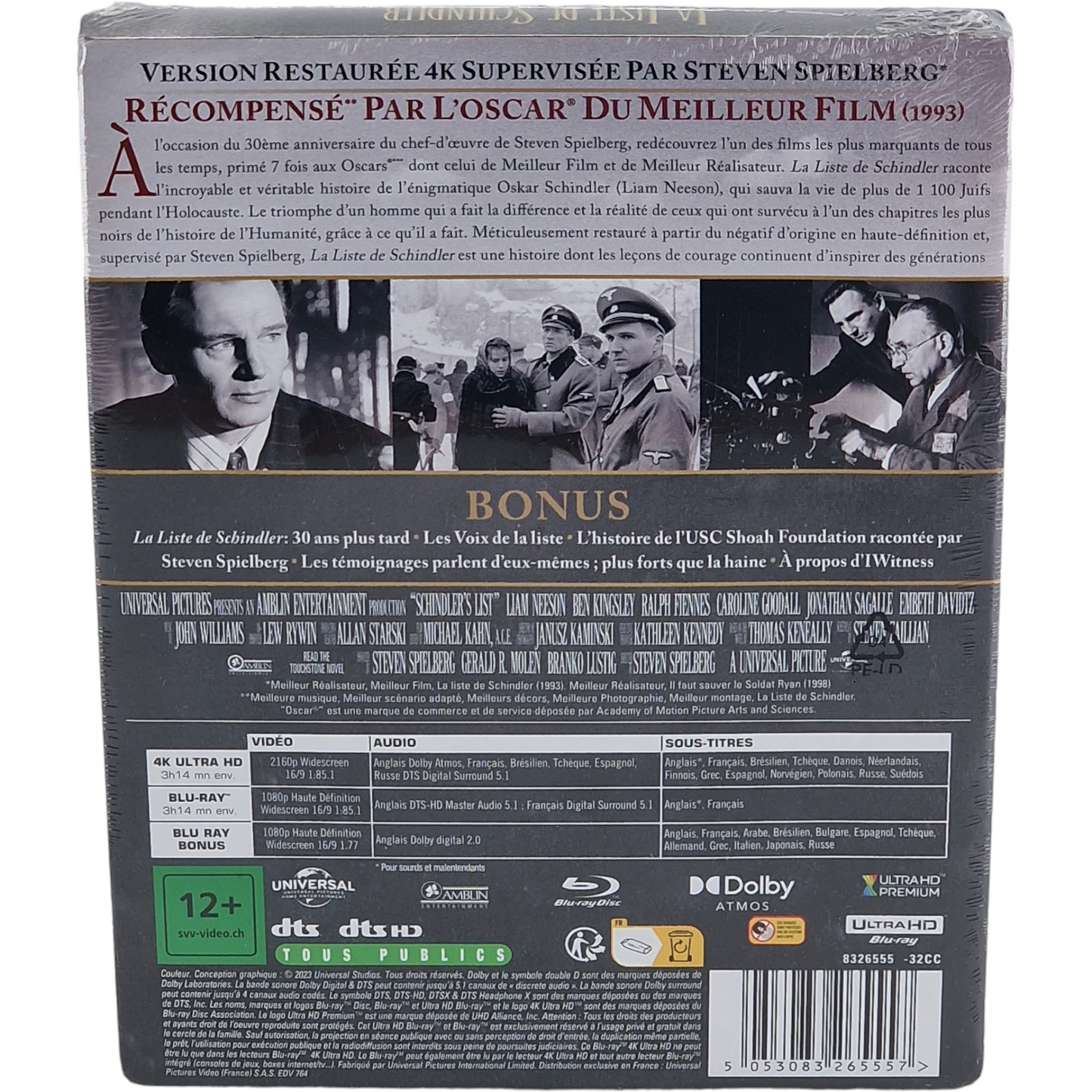 La liste de Schindler 4K Ultra HD + Blu-ray SteelBook Édition 30e Spielberg B