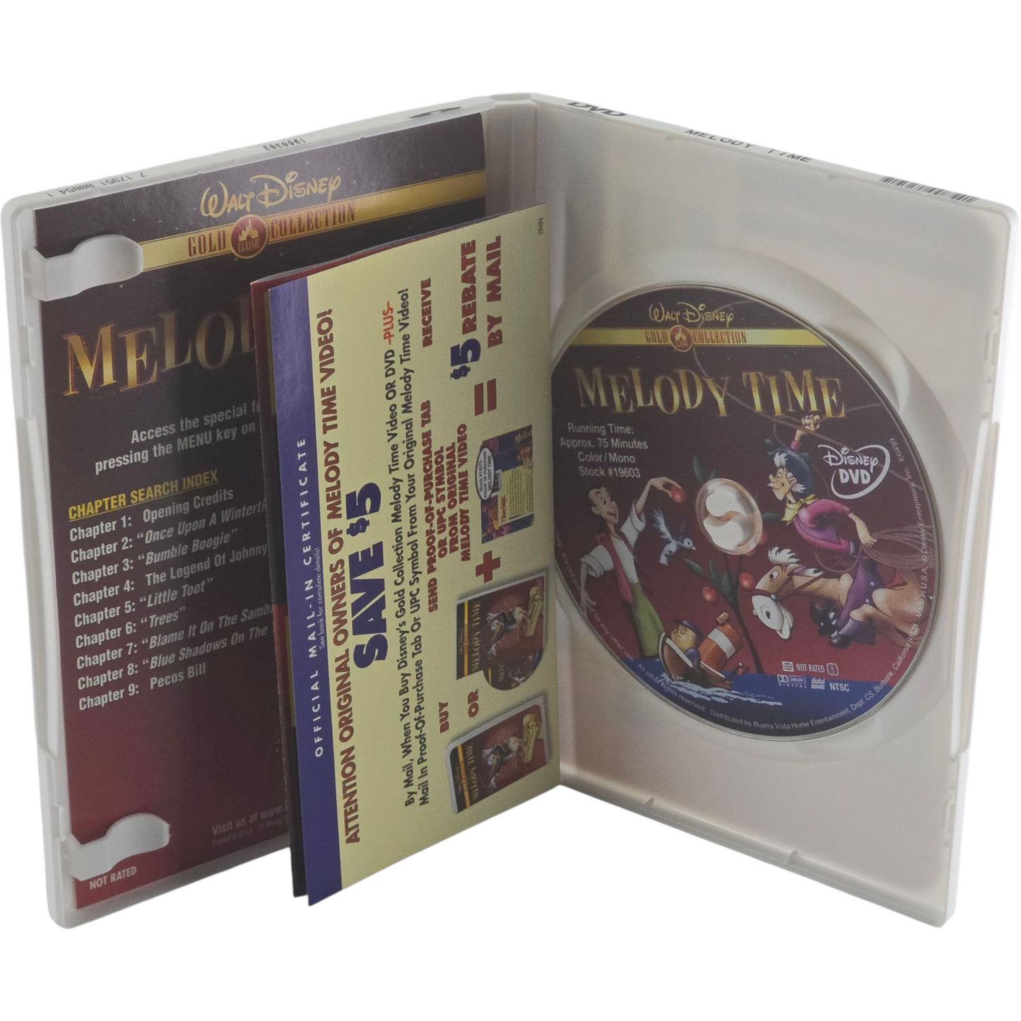 Melody Time DVD Walt Disney Gold Classic Collection Zone 1 US Import