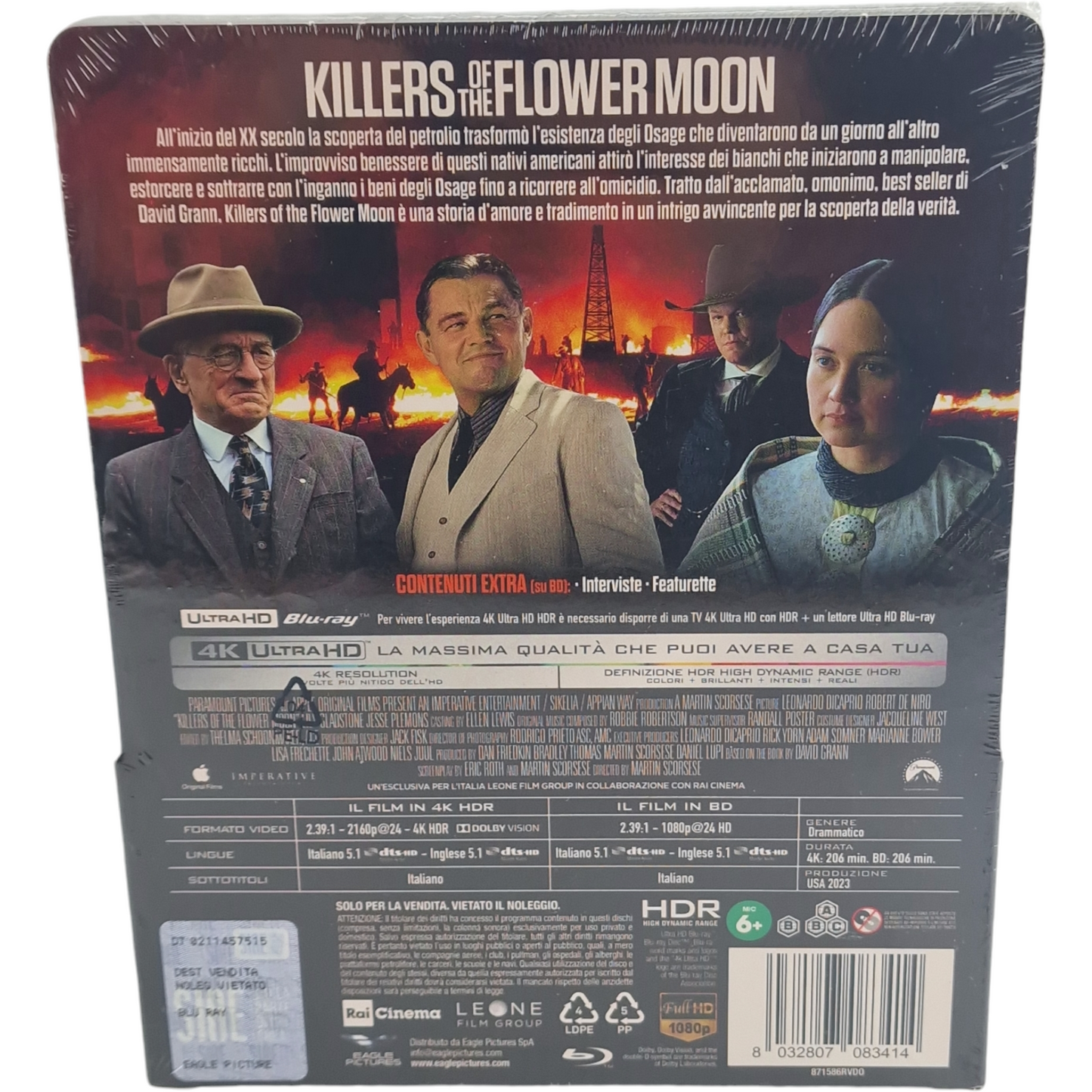 Killers of the Flower Moon 4K Ultra HD + Blu-ray Steelbook DiCaprio, De Niro B Zone 2024