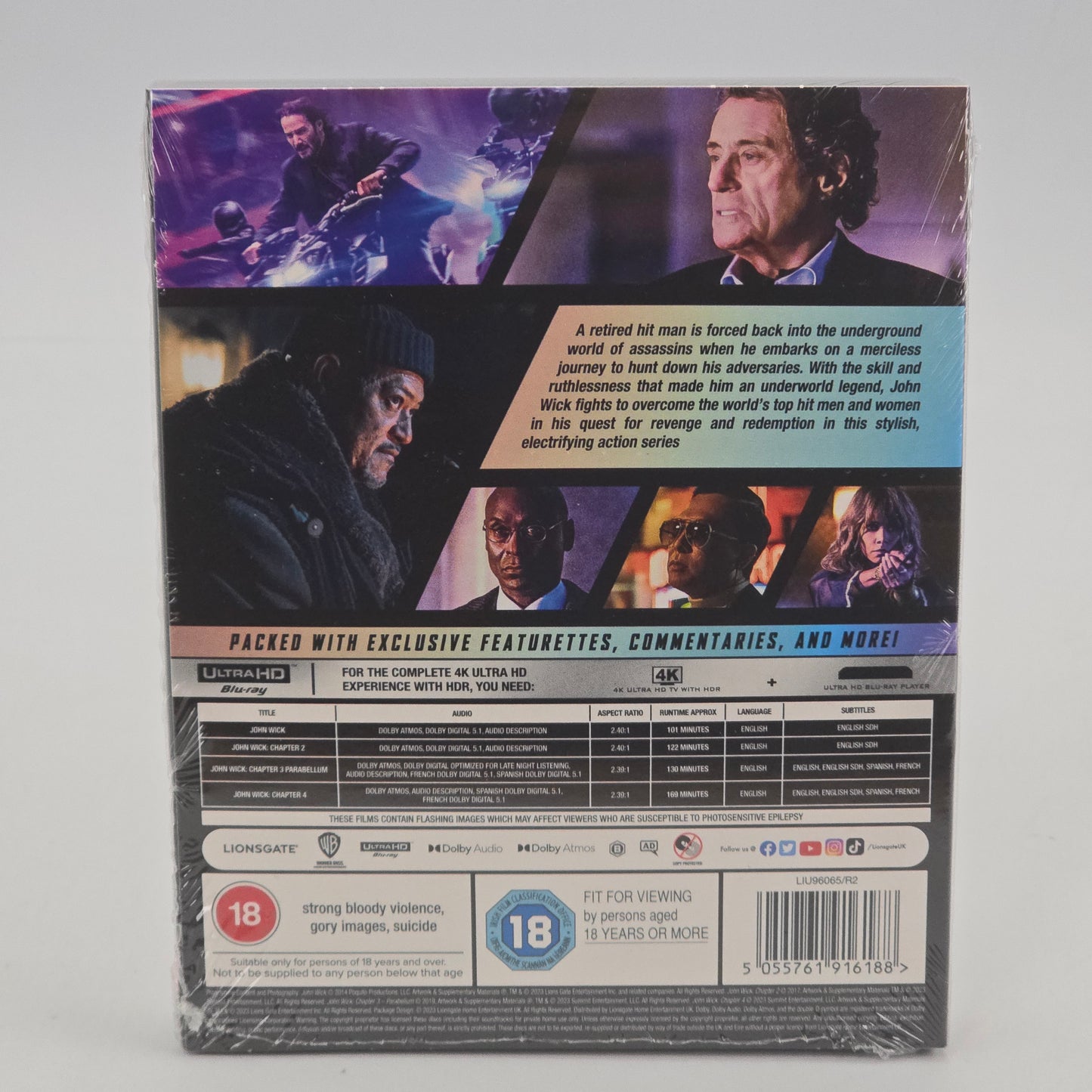 John Wick: Chapters 1-4 4K Ultra HD + Blu-ray Keanu Reeves Zone B