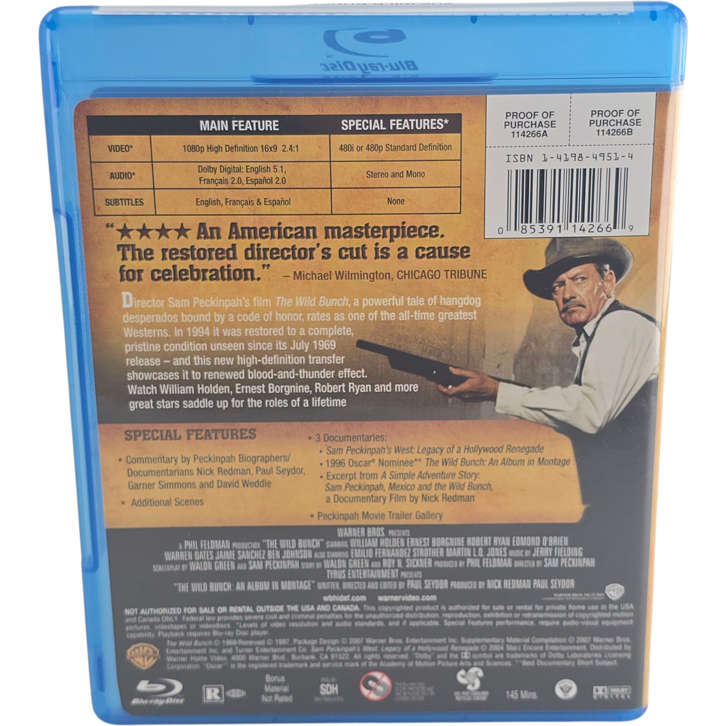 The Wild Bunch Blu-ray William Holden, Ernest Borgnine Zone A