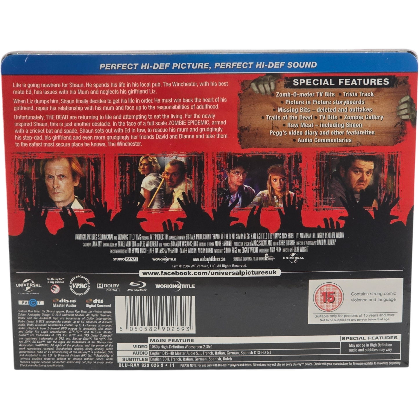 Shaun of the Dead Blu-ray Steelbook Débossé Zavvi Universal 100e anniversaire B