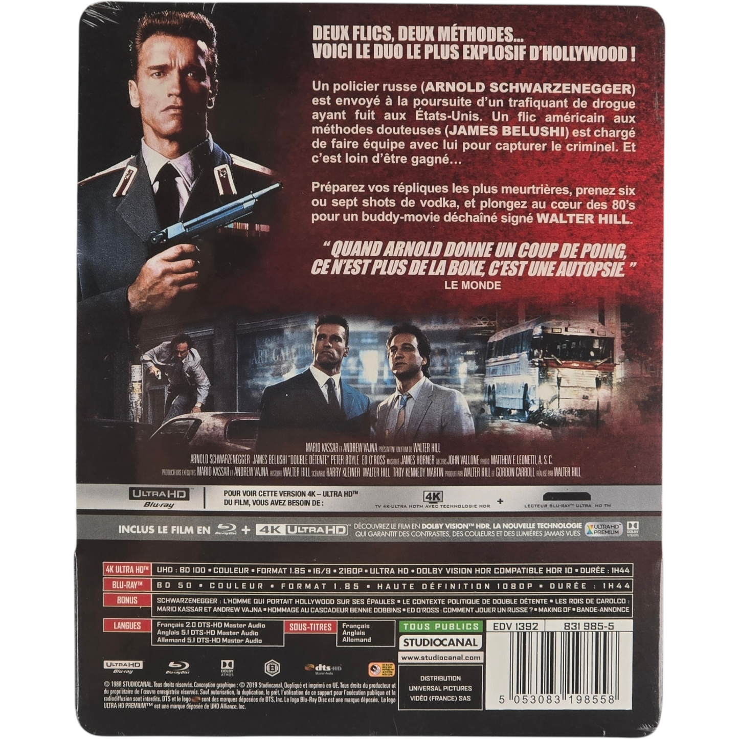 Red Heat Double détente SteelBook 4 K Ultra HD +Blu-ray Schwarzenegger Belushi B