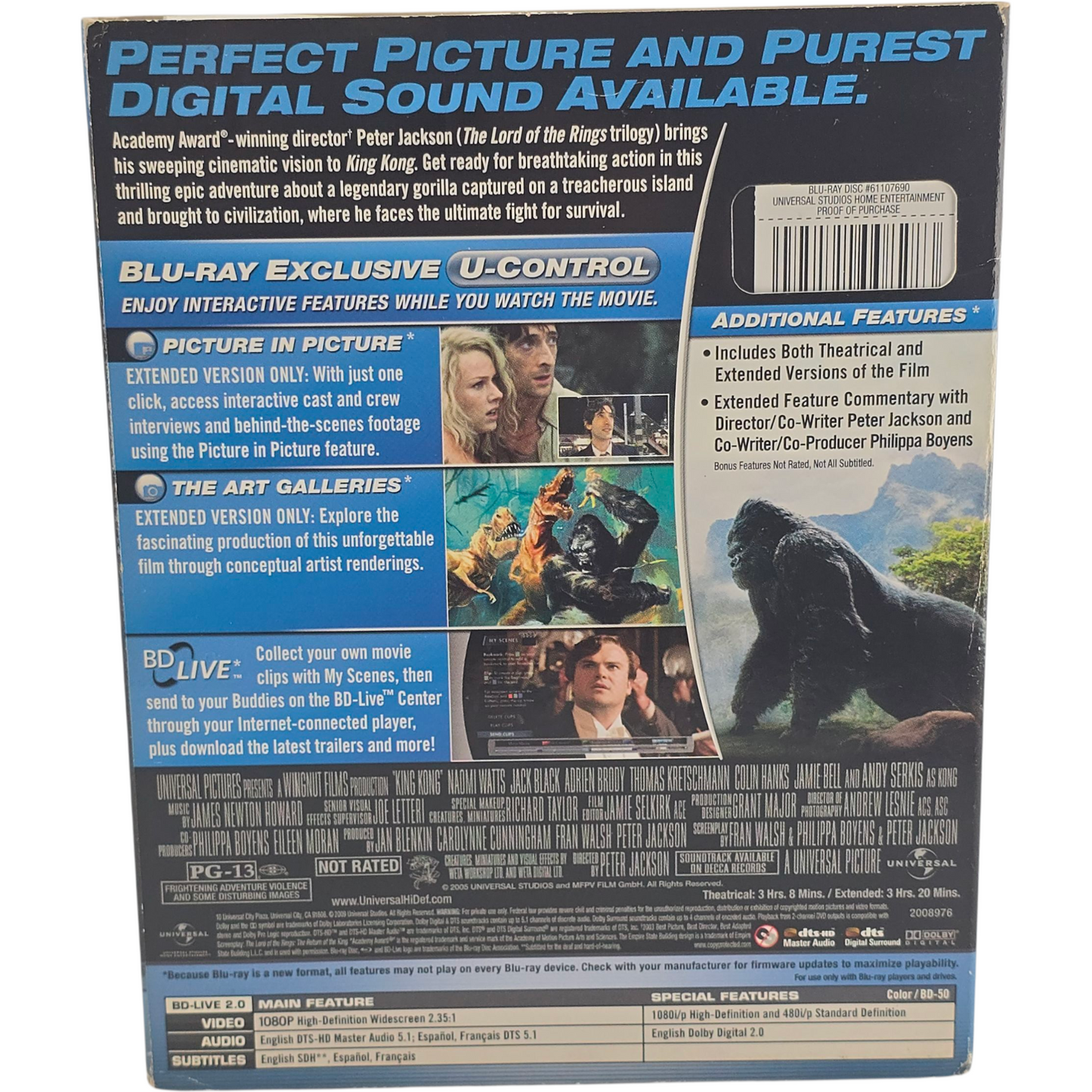 King Kong Blu-ray Peter Jackson Naomi Watts, Jack Black Zone A