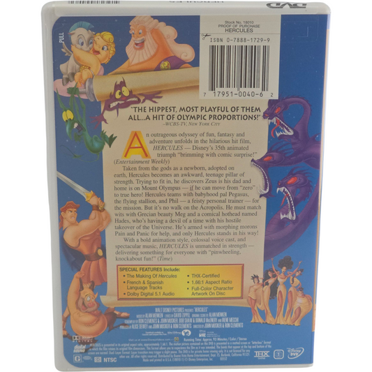 Hercules DVD Disney Limited Issue – Zone 1 US