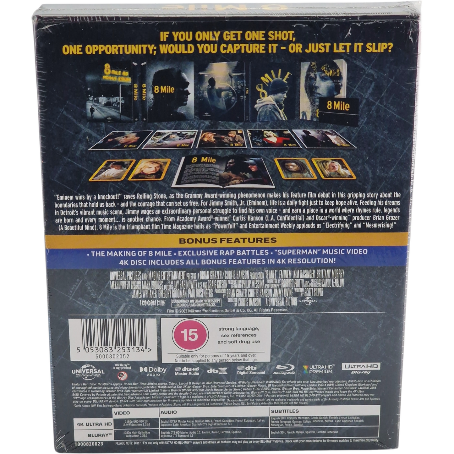 8 Mile 4K Ultra HD + Blu-ray Steelbook Zavvi Collector Limitée 2000 Ex Eminem B