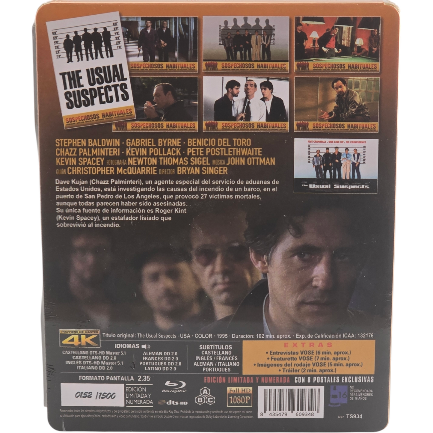 The Usual Suspects Steelbook Débossé Blu-ray Futurepak ltd 1500 EX numérotéé B
