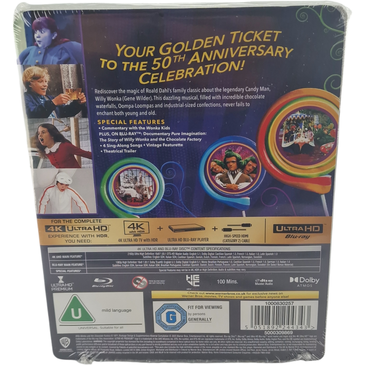 Willy Wonka & the Chocolate Factory 1971 4K Ultra HD + Blu-ray Steelbook Libre