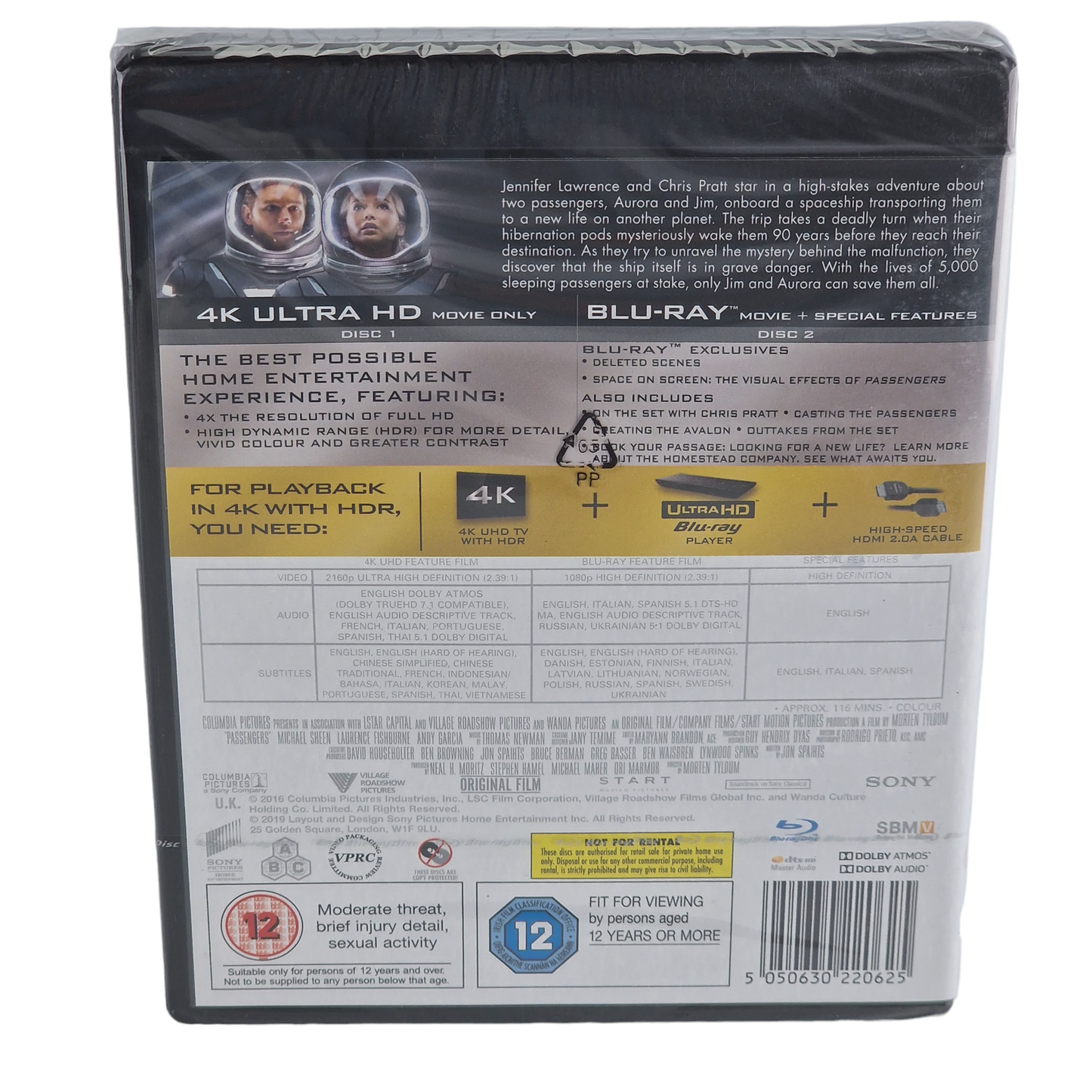 Passengers 4K Ultra HD + Blu-ray 2016 Jennifer Lawrence, Chris Pratt Zone Libre