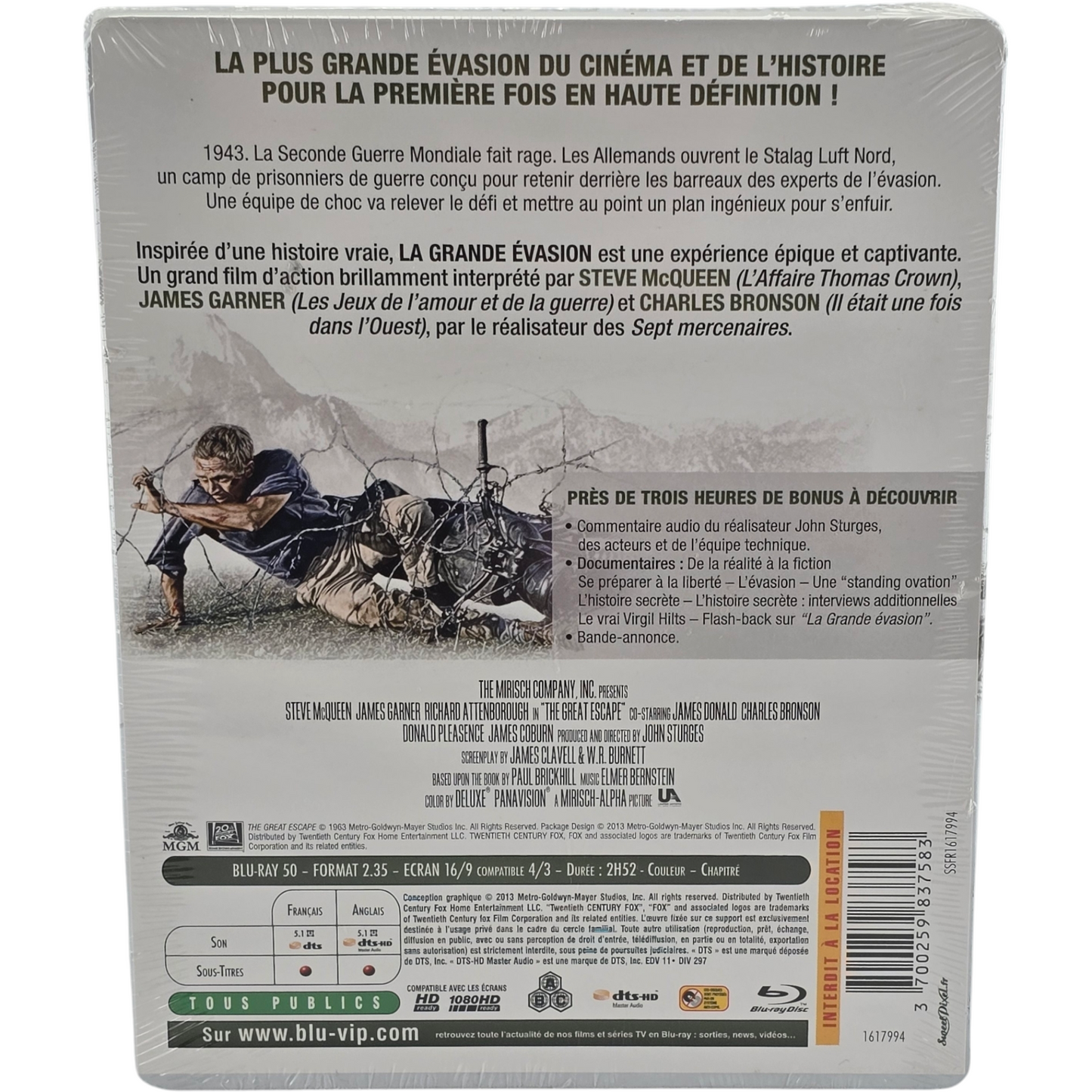 La Grande Évasion Steelbook Blu-ray + DVD édition Collector Steve McQueen Libre
