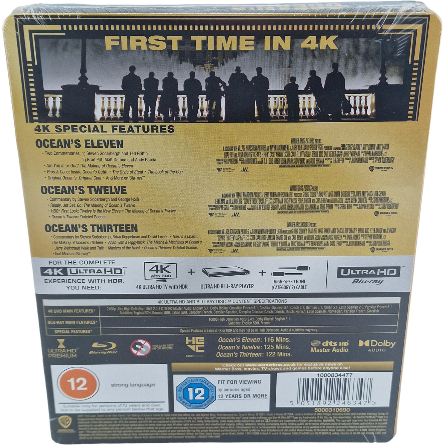 Ocean's 11-12 -13 La trilogie SteelBook 4K Ultra HD + Blu-ray Limitée Zavvi B