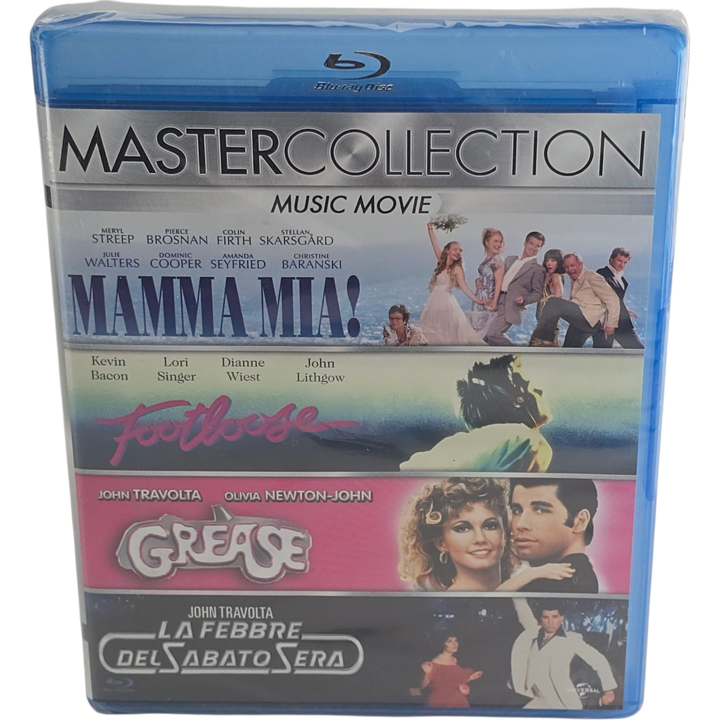 Music Movie Blu-ray 4 Films  Mamma Mia! – Footloose – Grease – La Fièvre du Samedi Soir VO