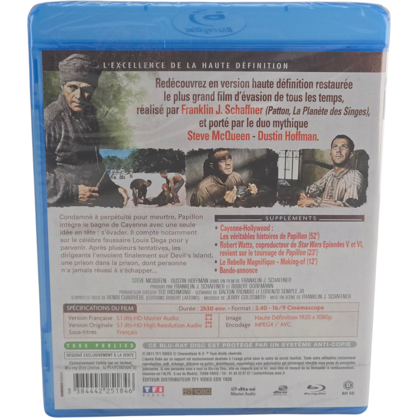 Papillon 1973 Blu-ray HD Steve McQueen , Dustin Hoffman, Region B