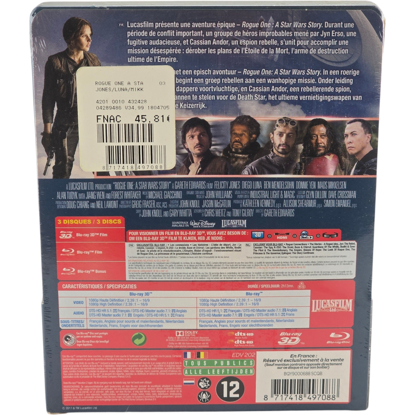 Rogue One A Star Wars Story Steelbook Blu-ray 3D + Blu-ray Édition limitée Libre