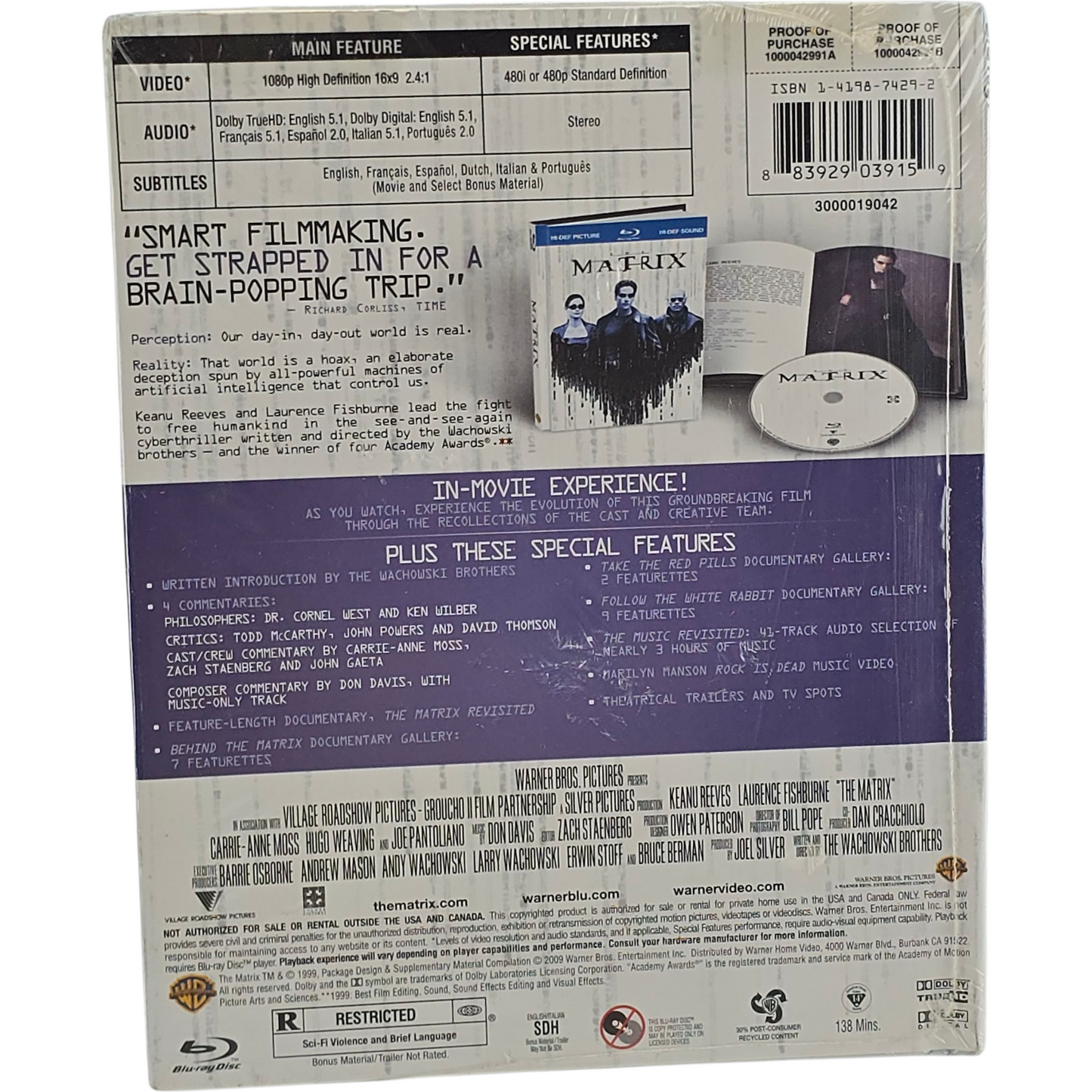 The Matrix Blu-ray DigiBook 10th Anniversary Edition Zone A US Import