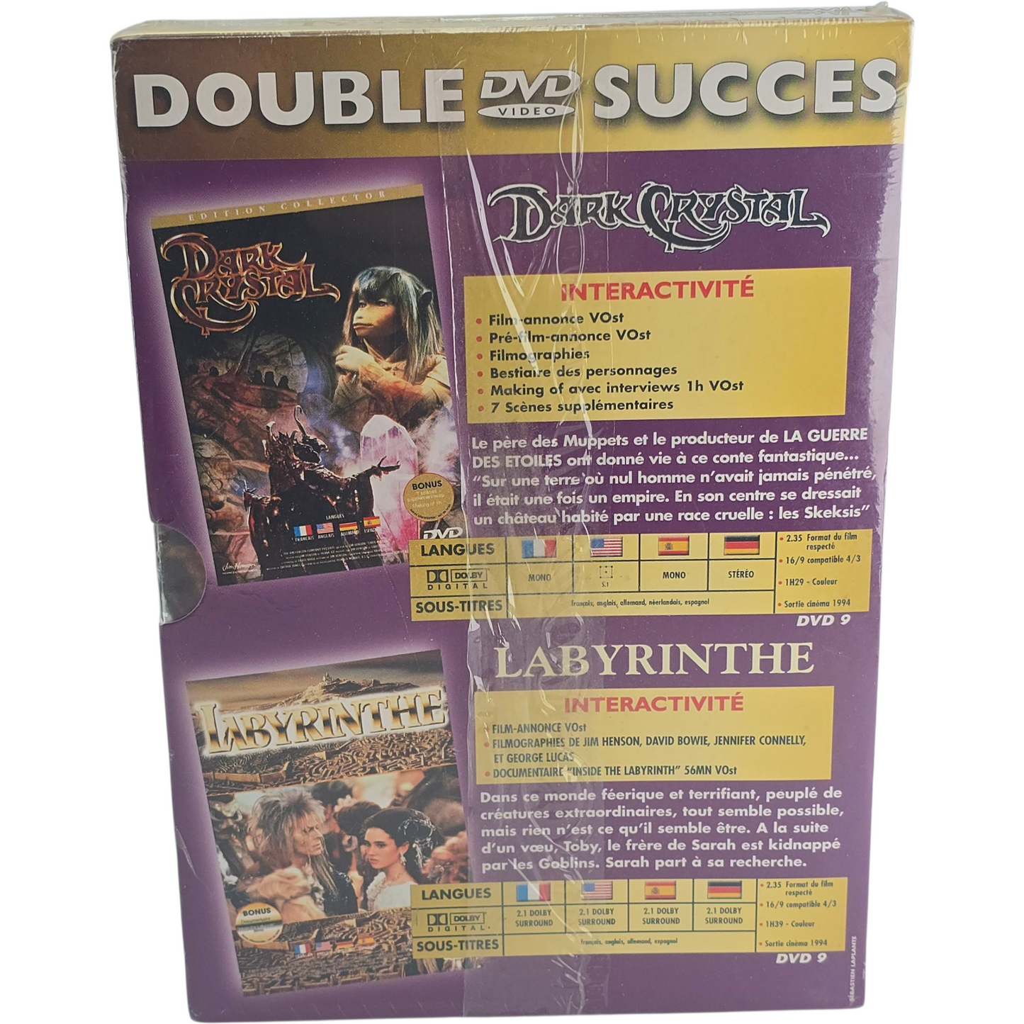 Dark Crystal + Labyrinthe Coffret Double DVD Édition Collector Region 2  David Bowie