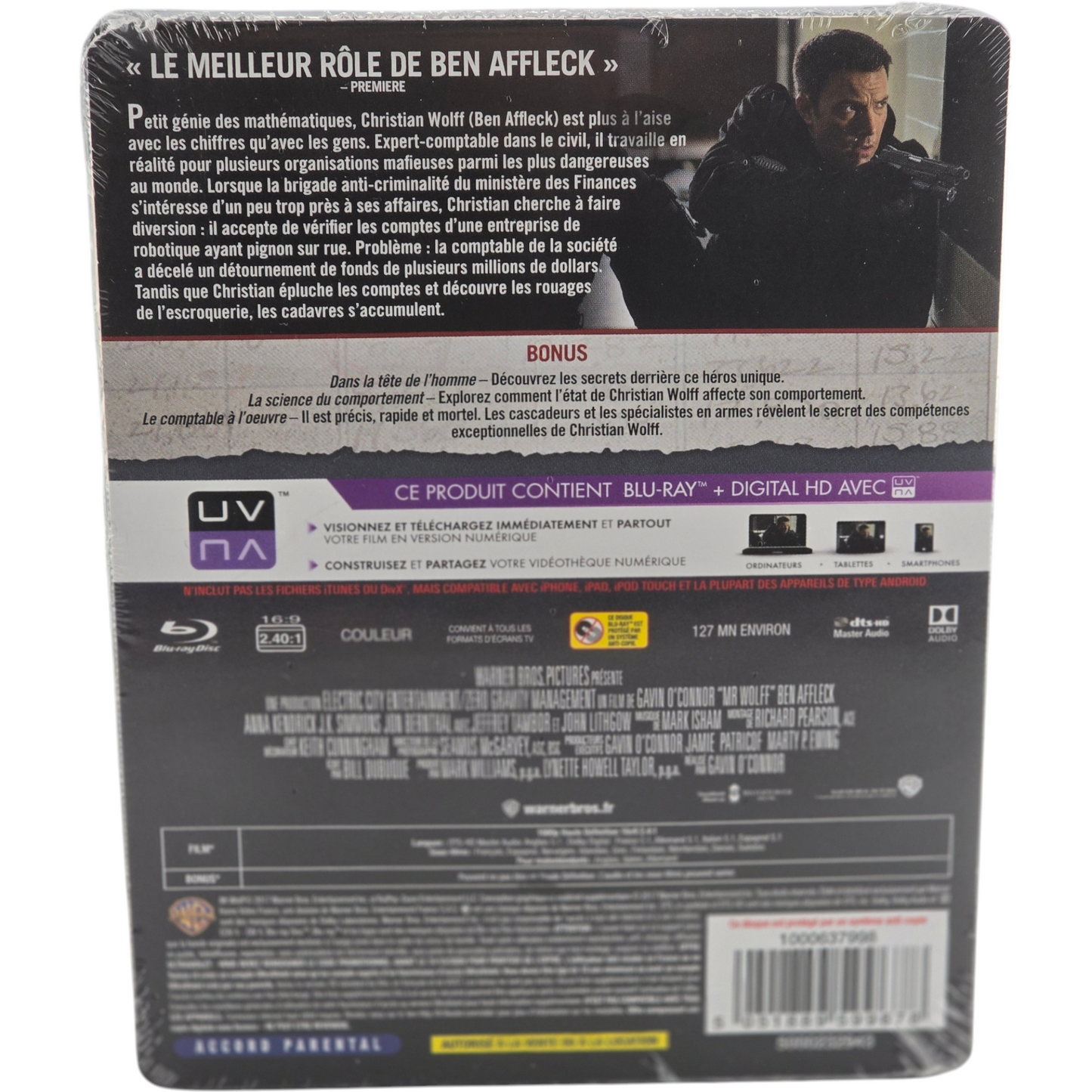 The Accountant Mr Wolff Steelbook Blu-ray Édit limitée Ben Affleck 2017 Zone B