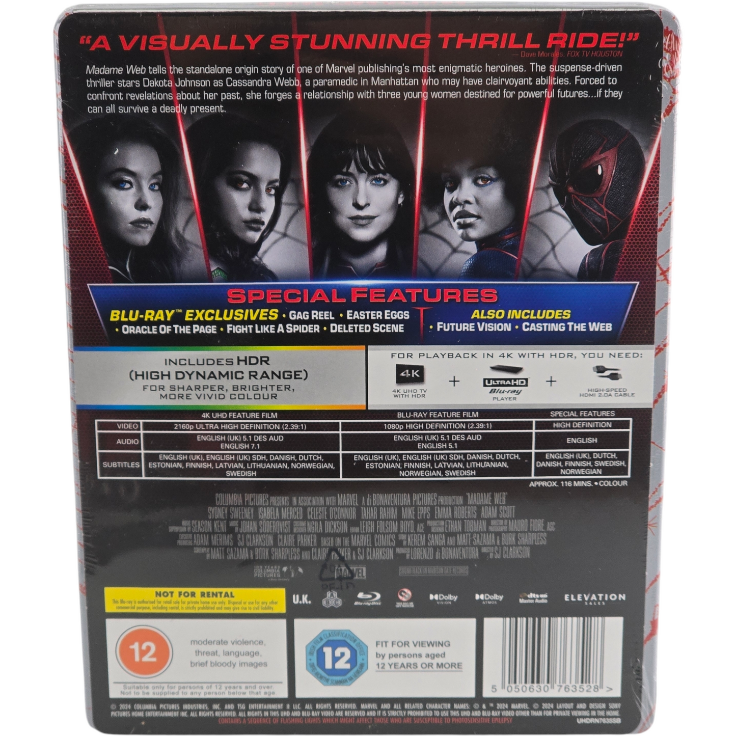 Madame Web Steelbook 4K Ultra HD + Blu-ray Dakota Johnson, Sydney Sweeney B