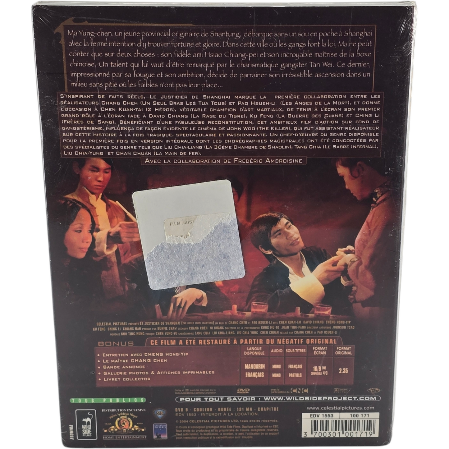 Le Justicier de Shanghaï DVD Cheh Chang essentield Shaw Brothers Zone B