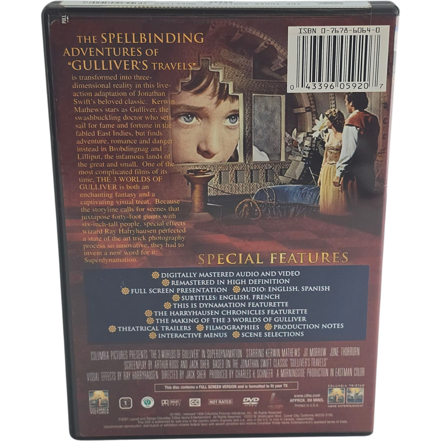 The 3 Worlds of Gulliver DVD Kerwin Mathews Zone 1 US Import VO STFR