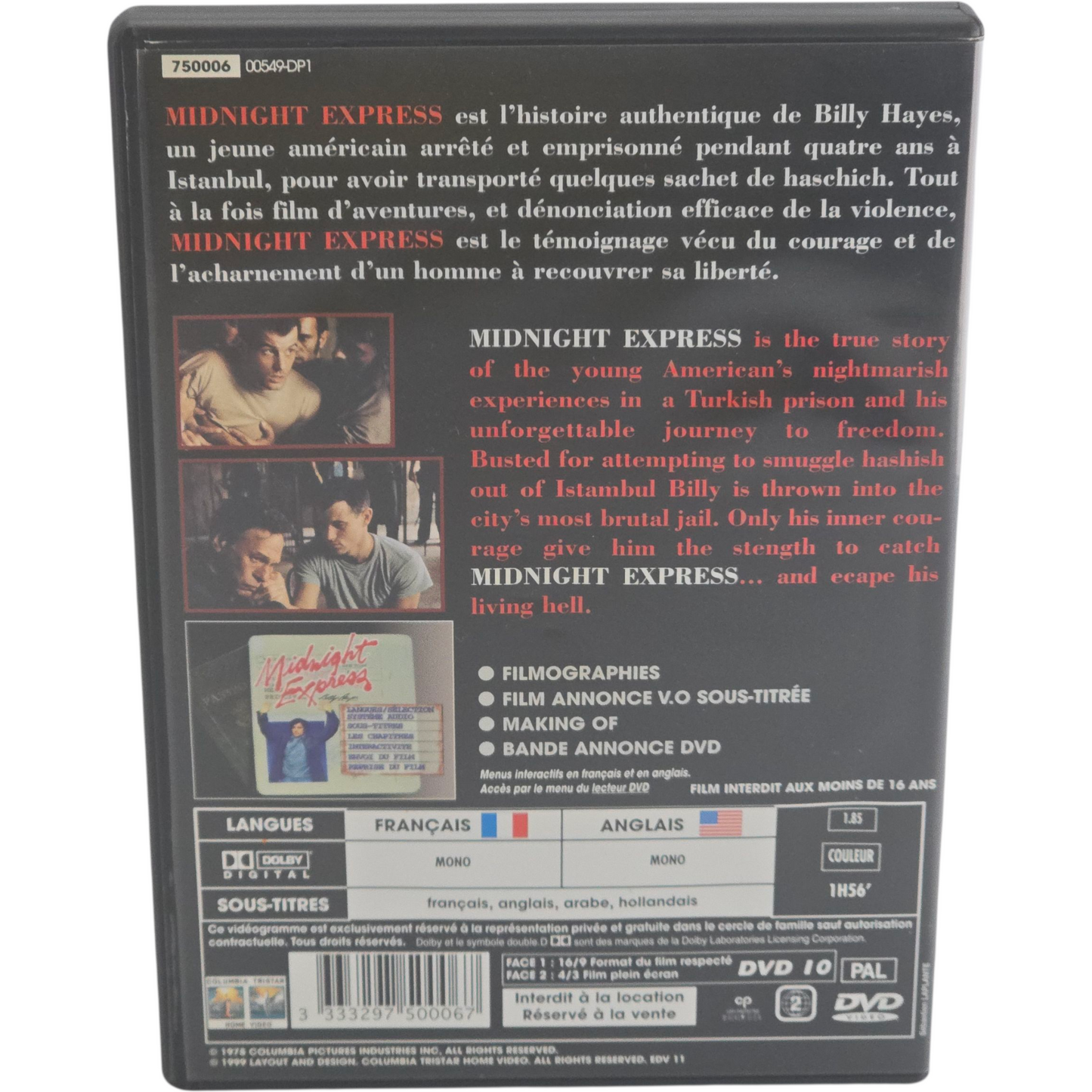 Midnight Express DVD Alan Parker Brad Davis, Randy Quaid  Zone 2