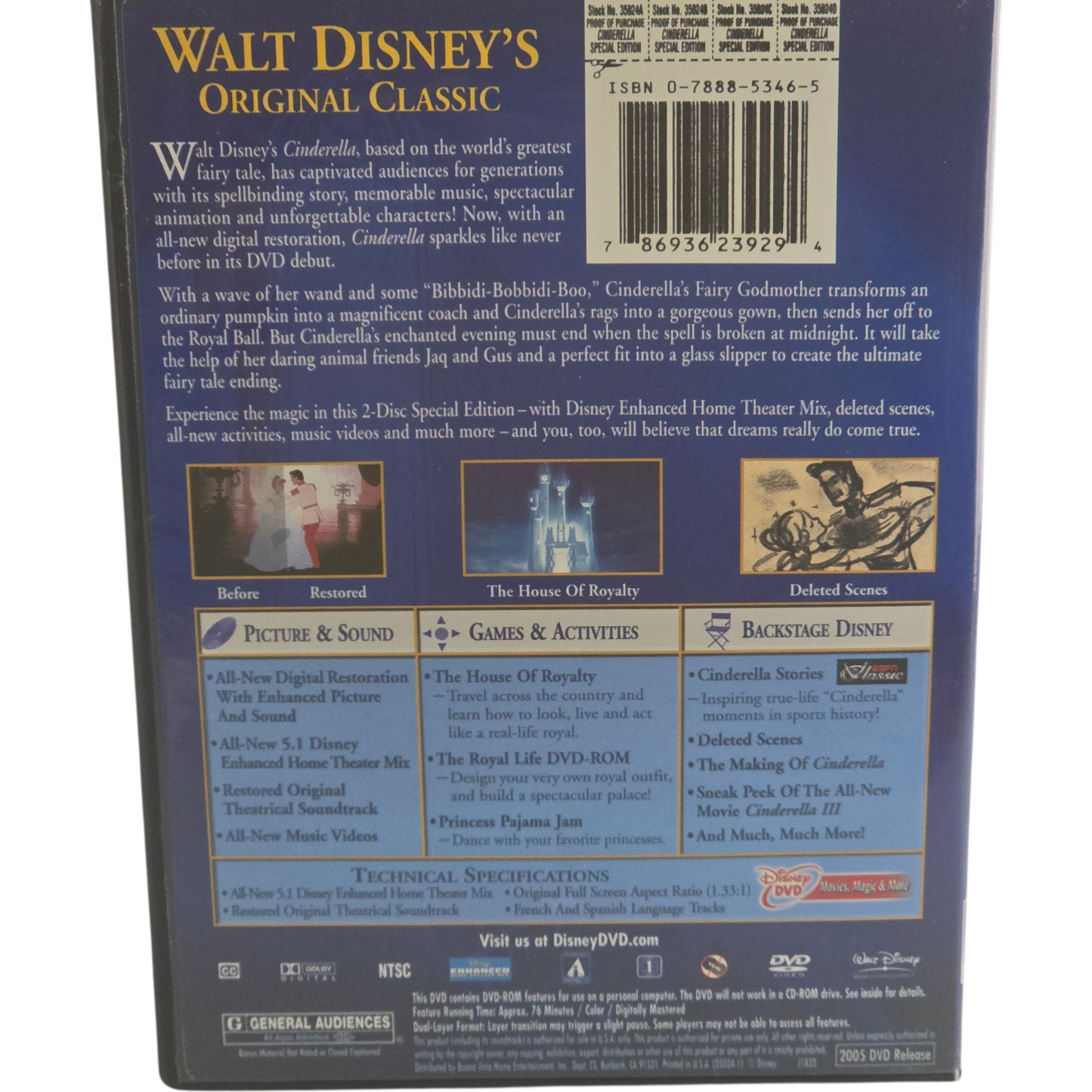 Cinderella DVD 2 Disques Classic Disney Platinum Collection Zone 1 US Import