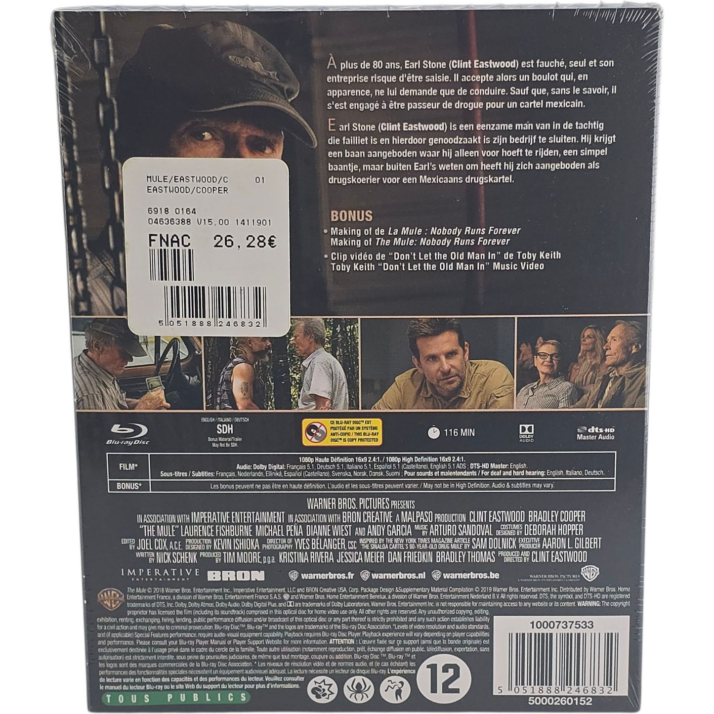 La Mule Blu-ray Clint Eastwood, Bradley Cooper, Laurence Fishburne Zone B