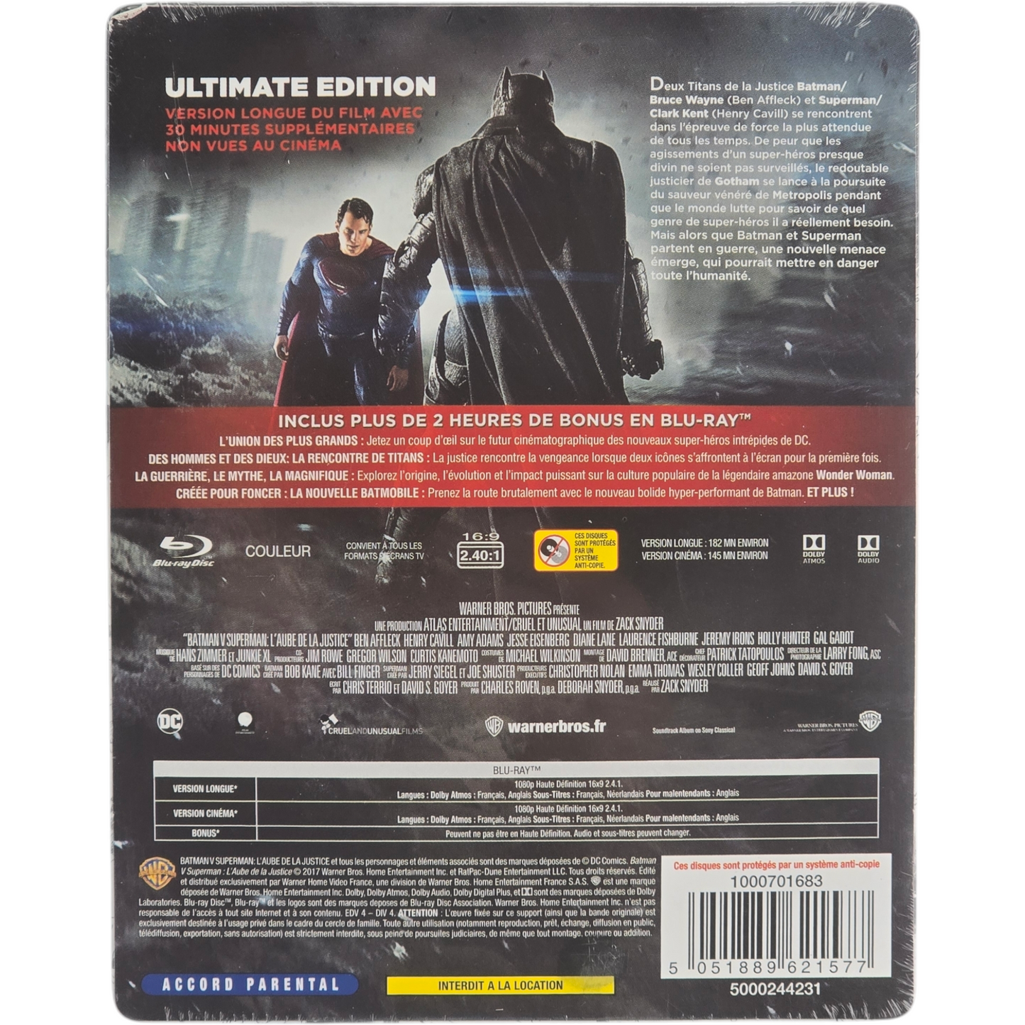 Batman v Superman: Dawn of Justice SteelBook Blu-ray Zack Snyder Ben Affleck B