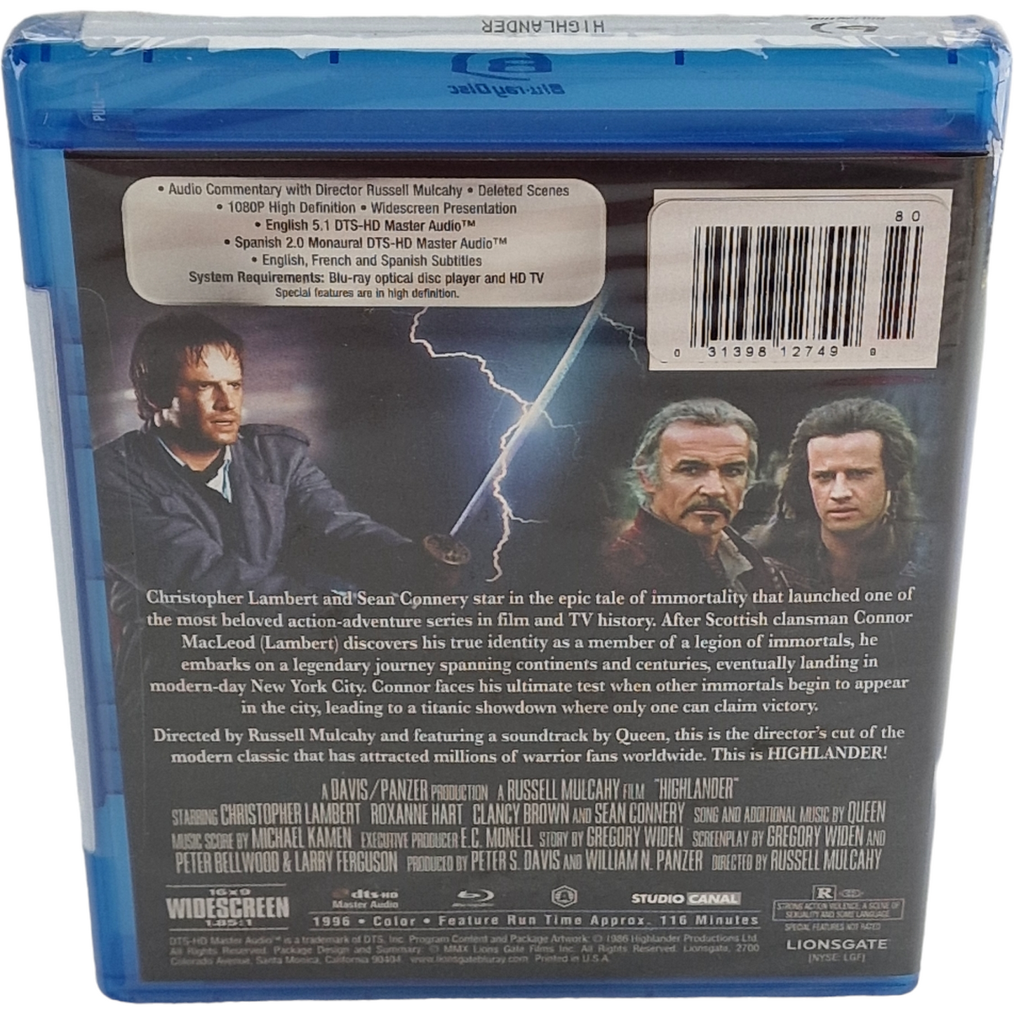 Highlander 1986 Blu-ray Christopher Lambert, Sean Connery 2012 Region Libre