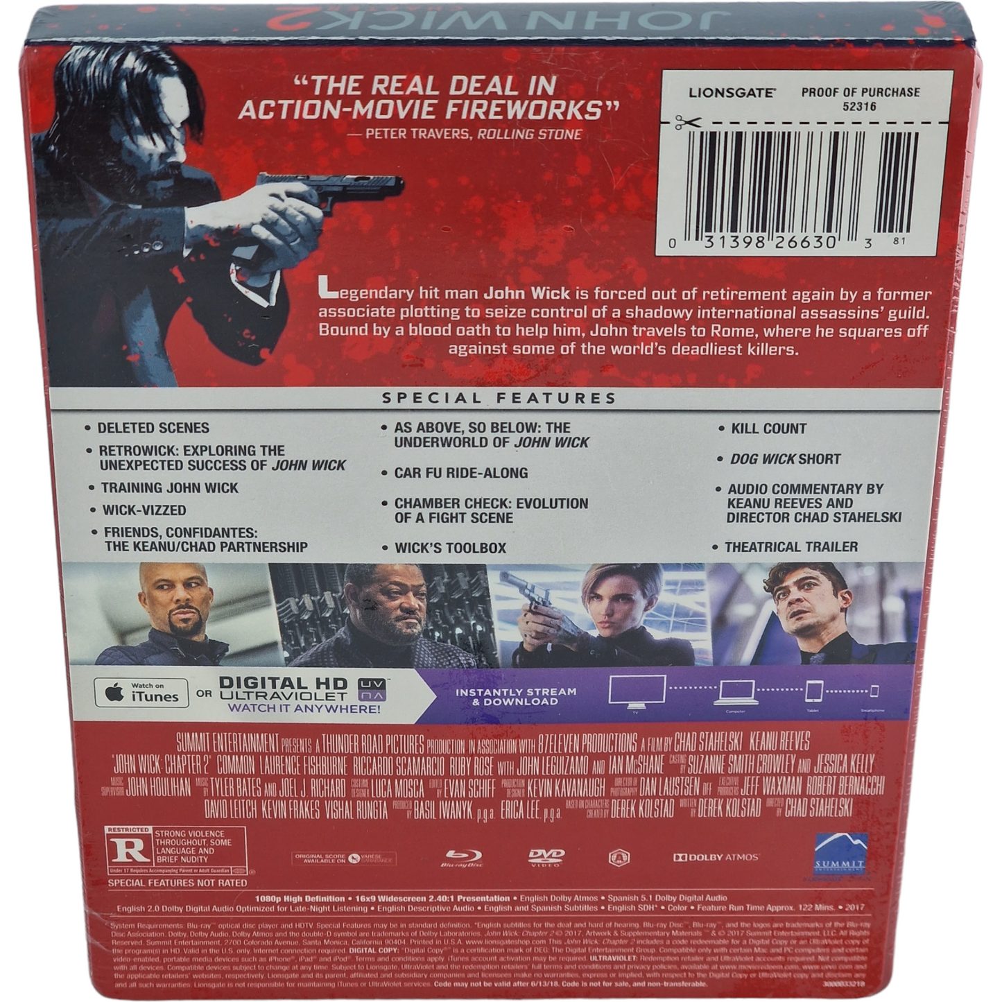 John Wick: Chapter 2 Blu-ray + DVD + Digital HD SteelBook 2017 Zone A