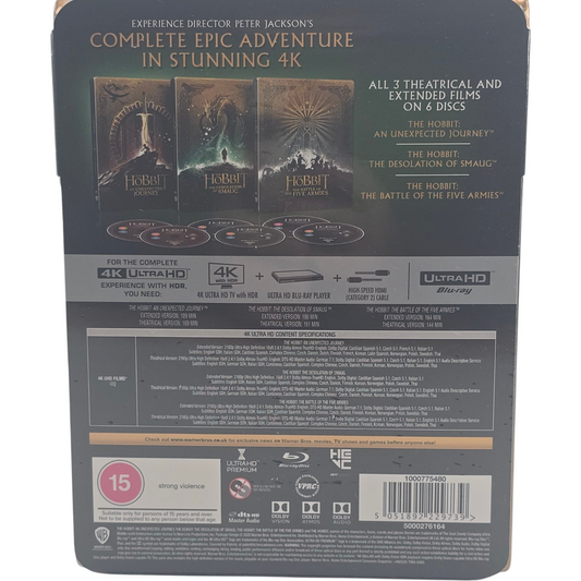 Le Hobbit Trilogie 3 SteelBooks 6 UHD 4K Versions Longues Cinéma UK Jackson