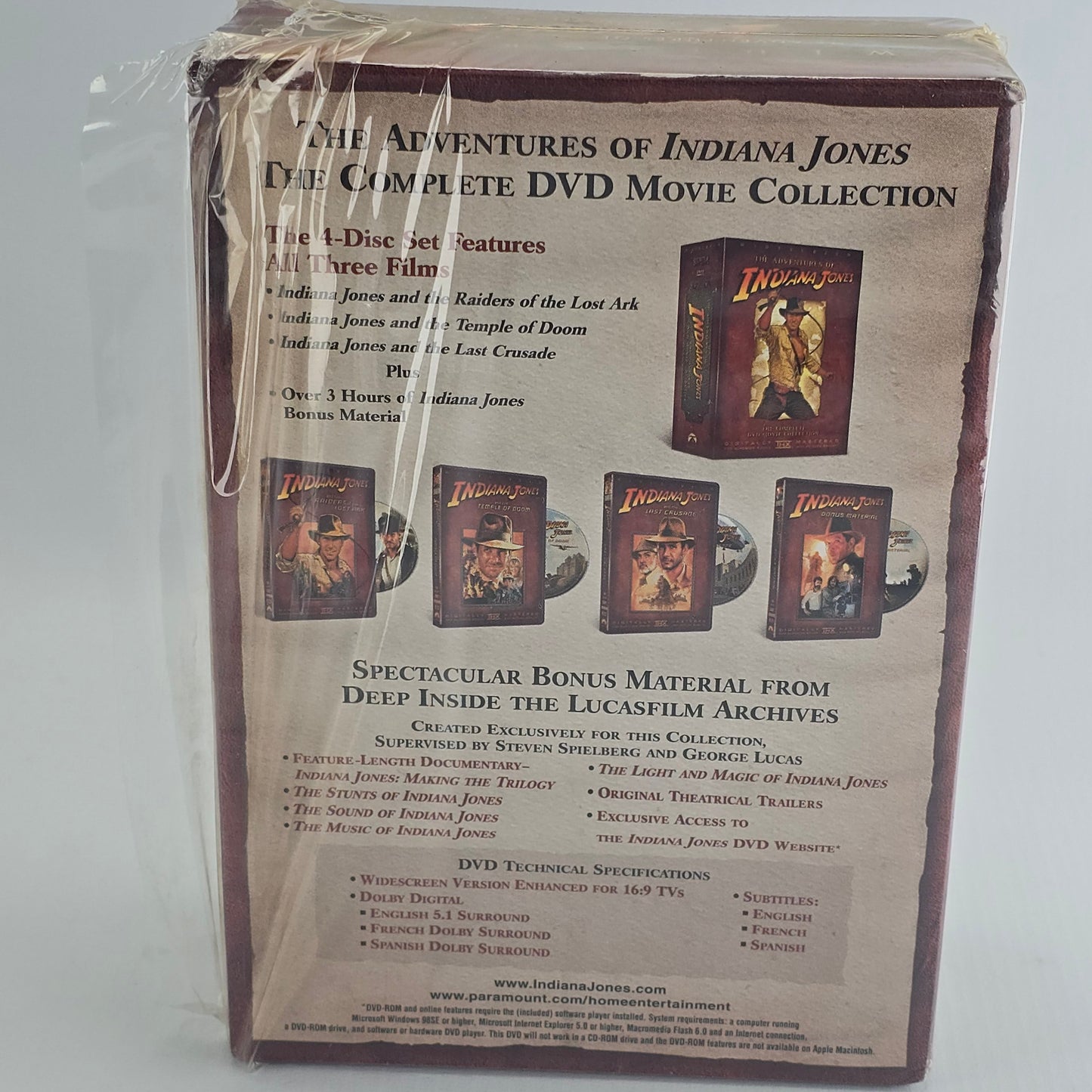 The Adventures of Indiana Jones DVD 3 Films Steven Spielberg Zone 1 US Import