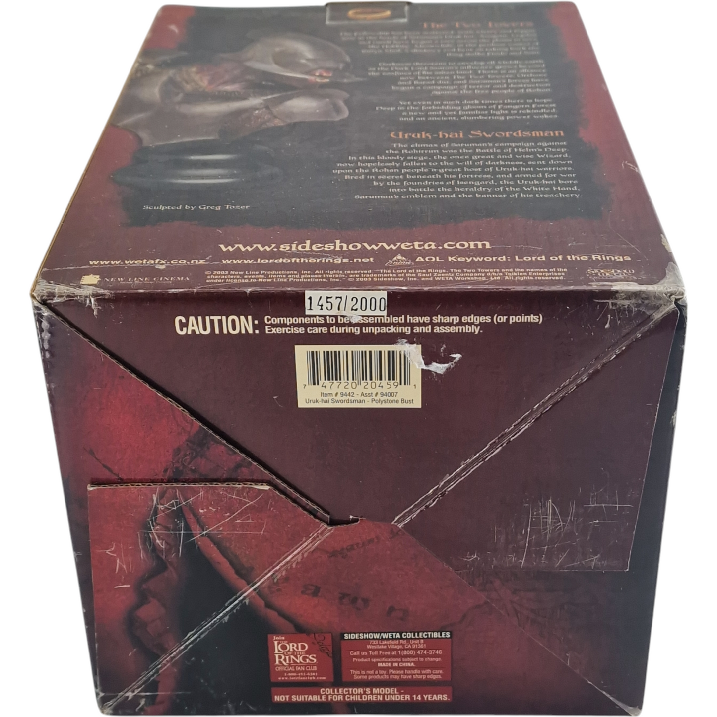 Seigneur des Anneaux Buste Polystone Uruk-Hai Swordsman Sideshow Weta  2000 Ex