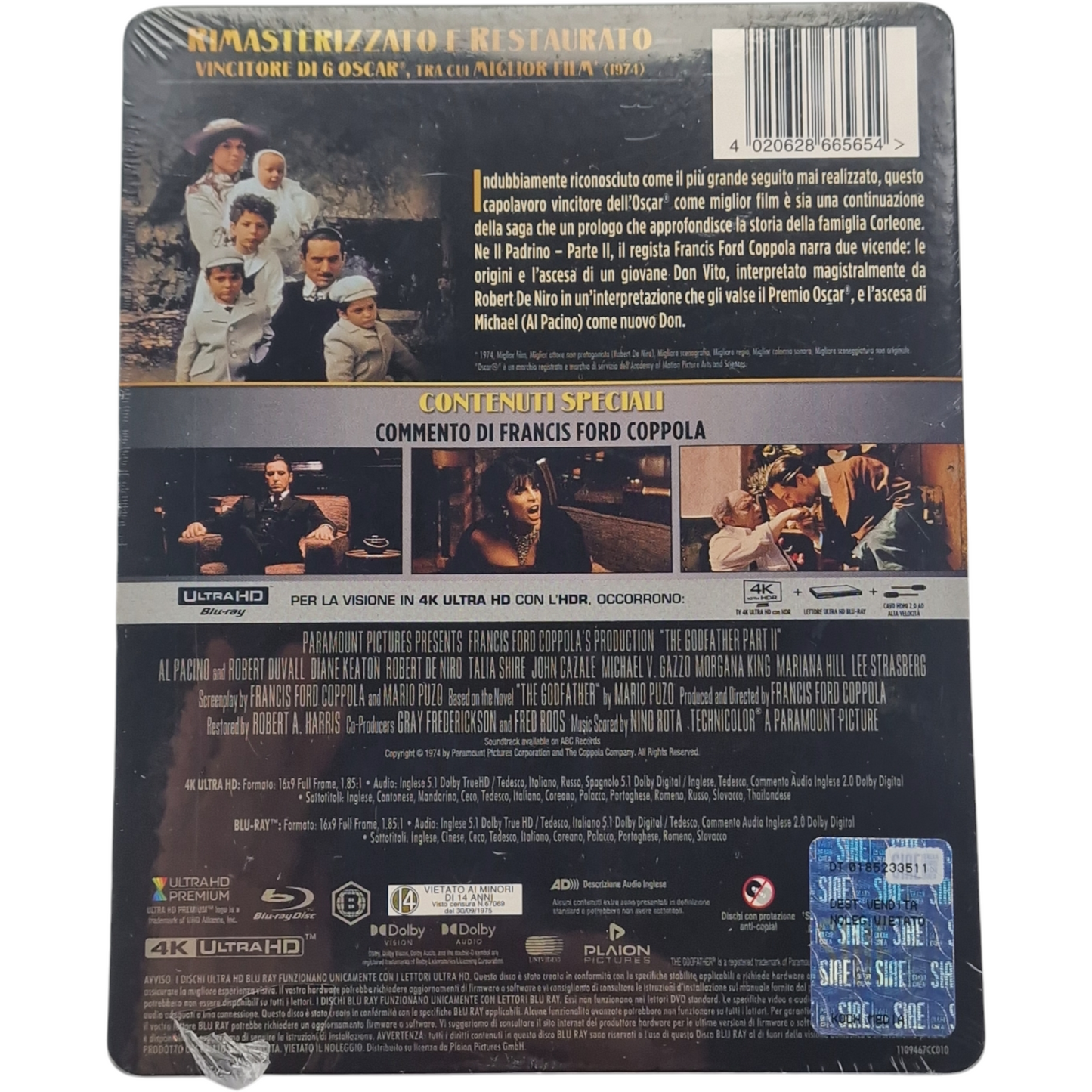 The Godfather:Part II:Steelbook 4K Ultra HD +Blu-ray Al Pacino, Robert De Niro B
