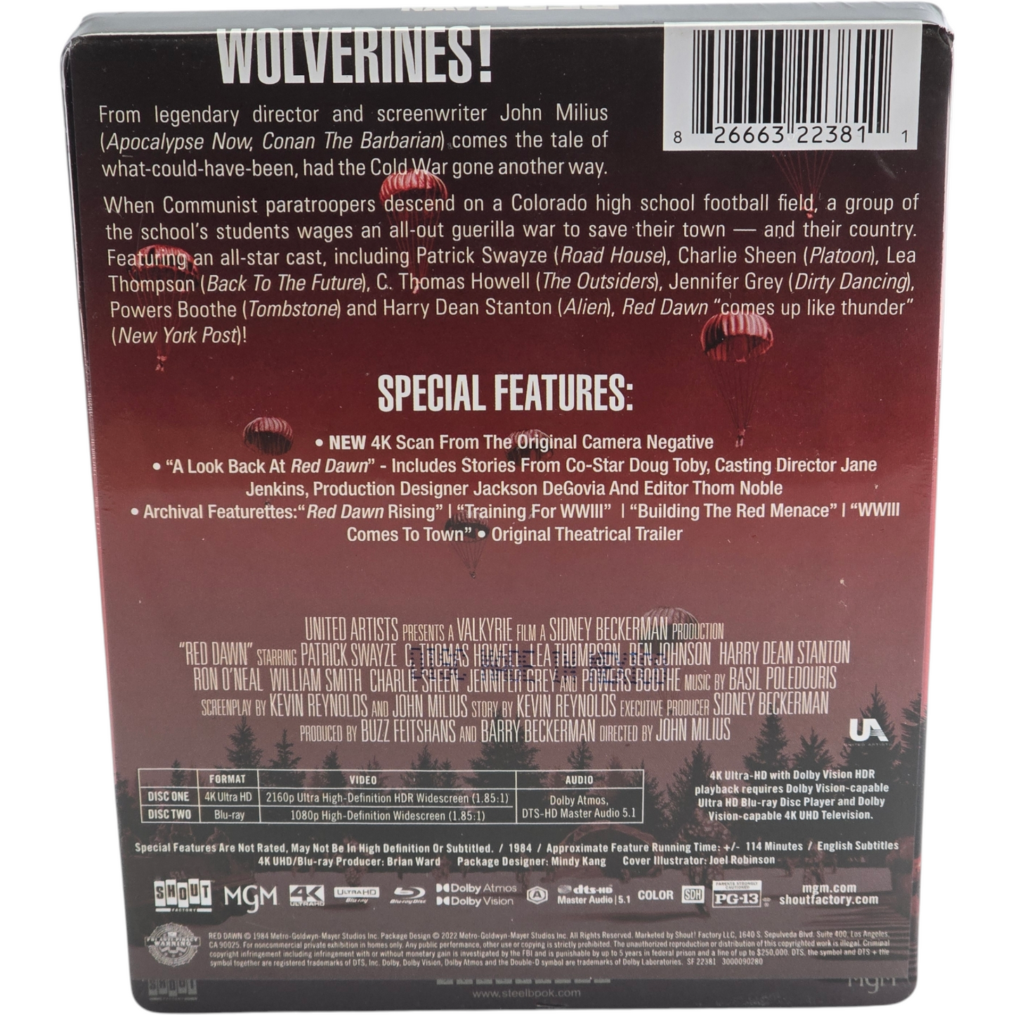 Red Dawn 1984 Steelbook 4K Ultra HD + Blu-ray Patrick Swayze John Milius Zone A