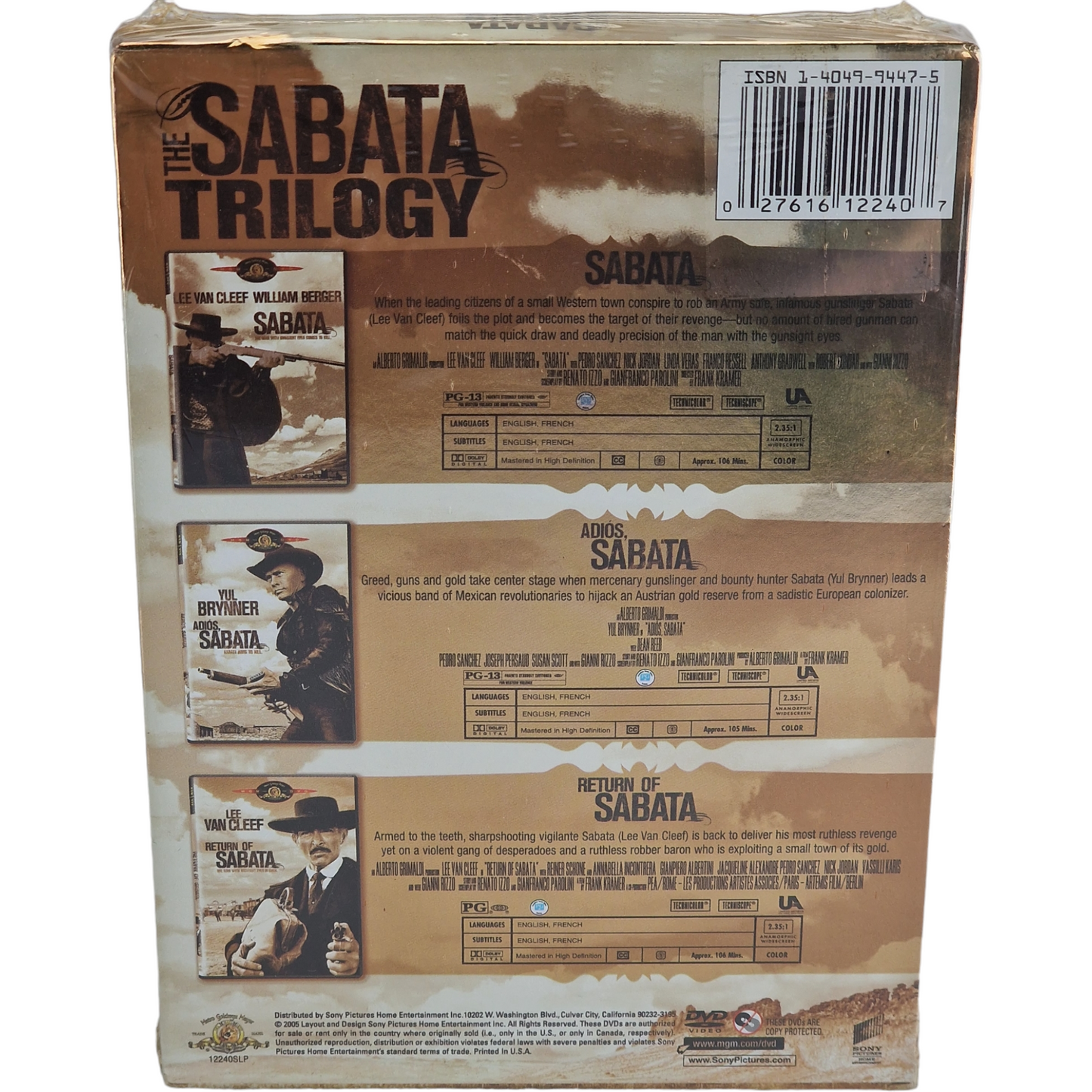 La trilogie Sabata DVD 3 Films Sabata / Return Of Sabata/ Adios Sabata Zone 1
