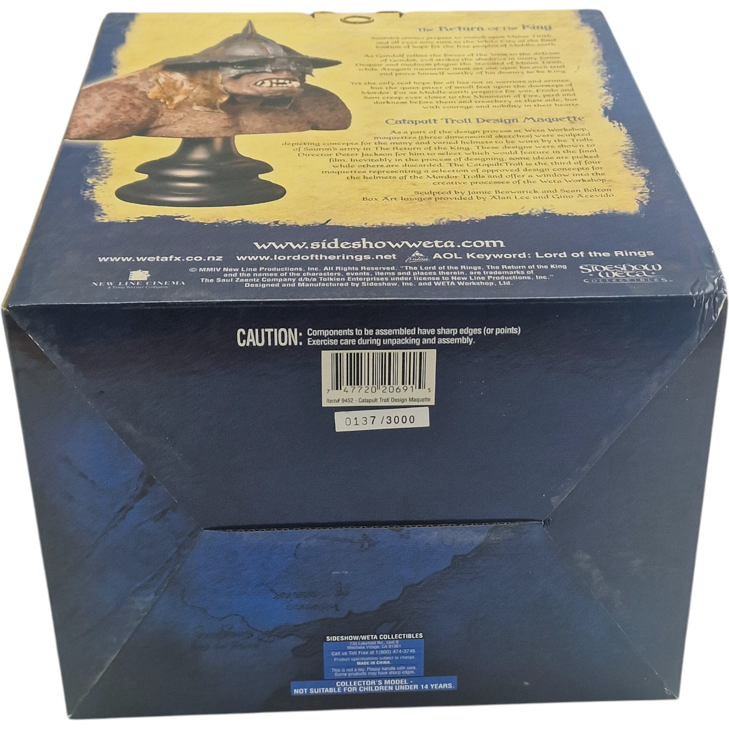 Seigneur des Anneaux Buste Resine CATAPULT TROLL Sideshow Weta  3000 EX Numéroté