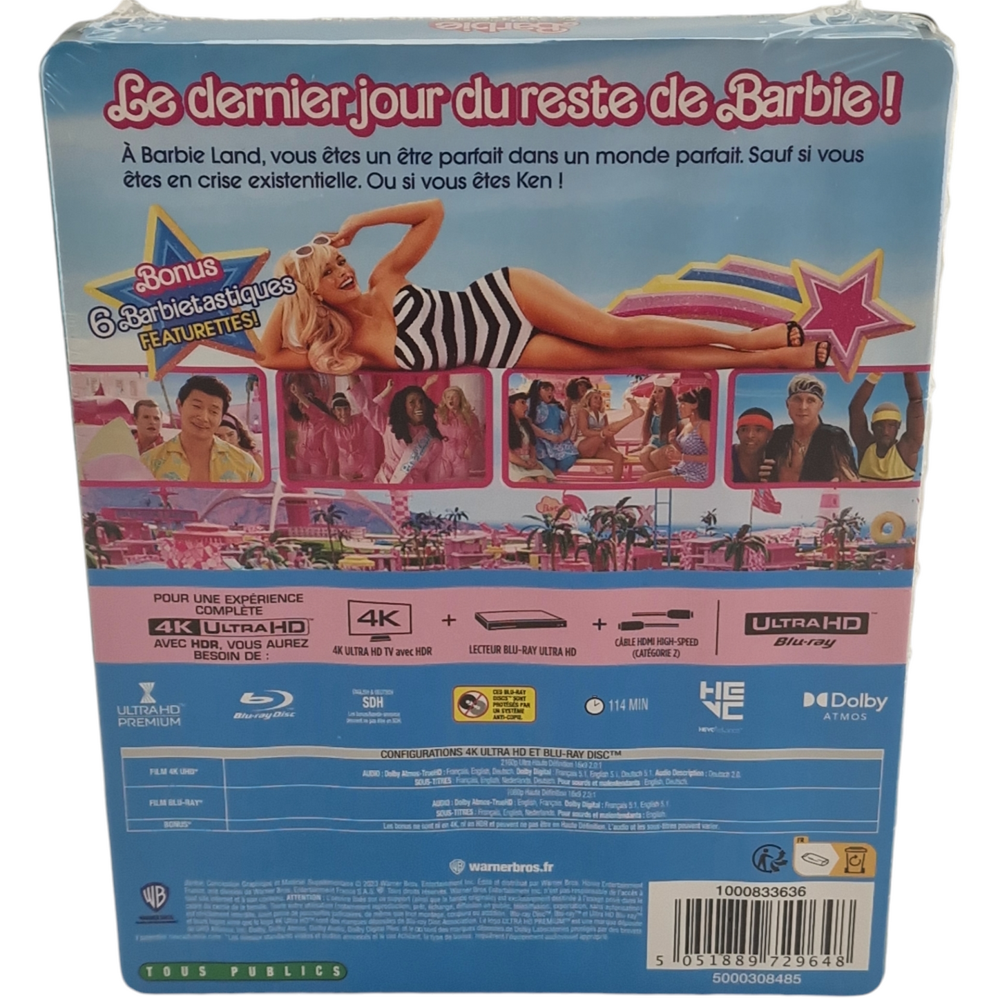 Barbie 4K Ultra HD + Blu-ray Steelbook Margot Robbie, Ryan Gosling, ZoneB