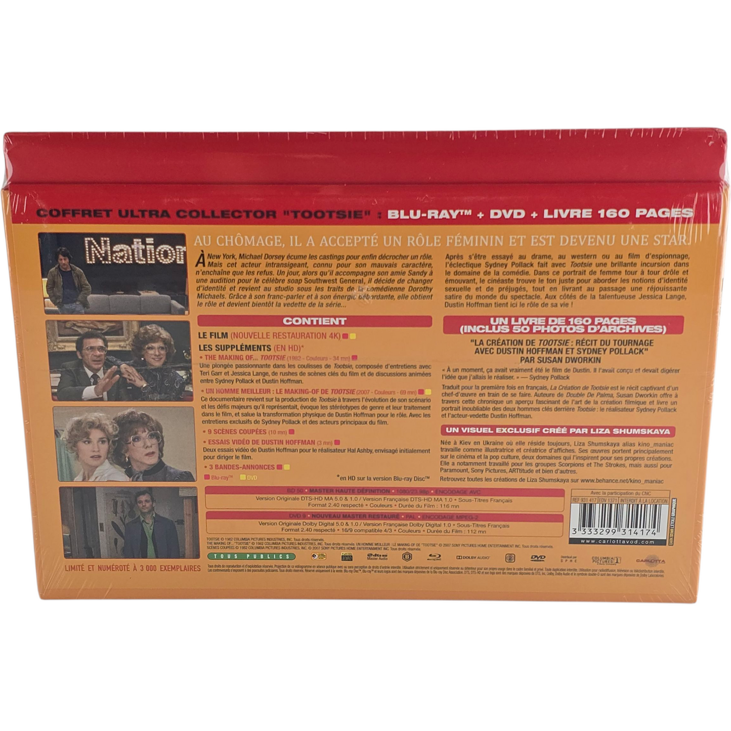 Tootsie Coffret Ultra Collector Blu-ray + DVD + Livre Zone B Dustin Hoffman