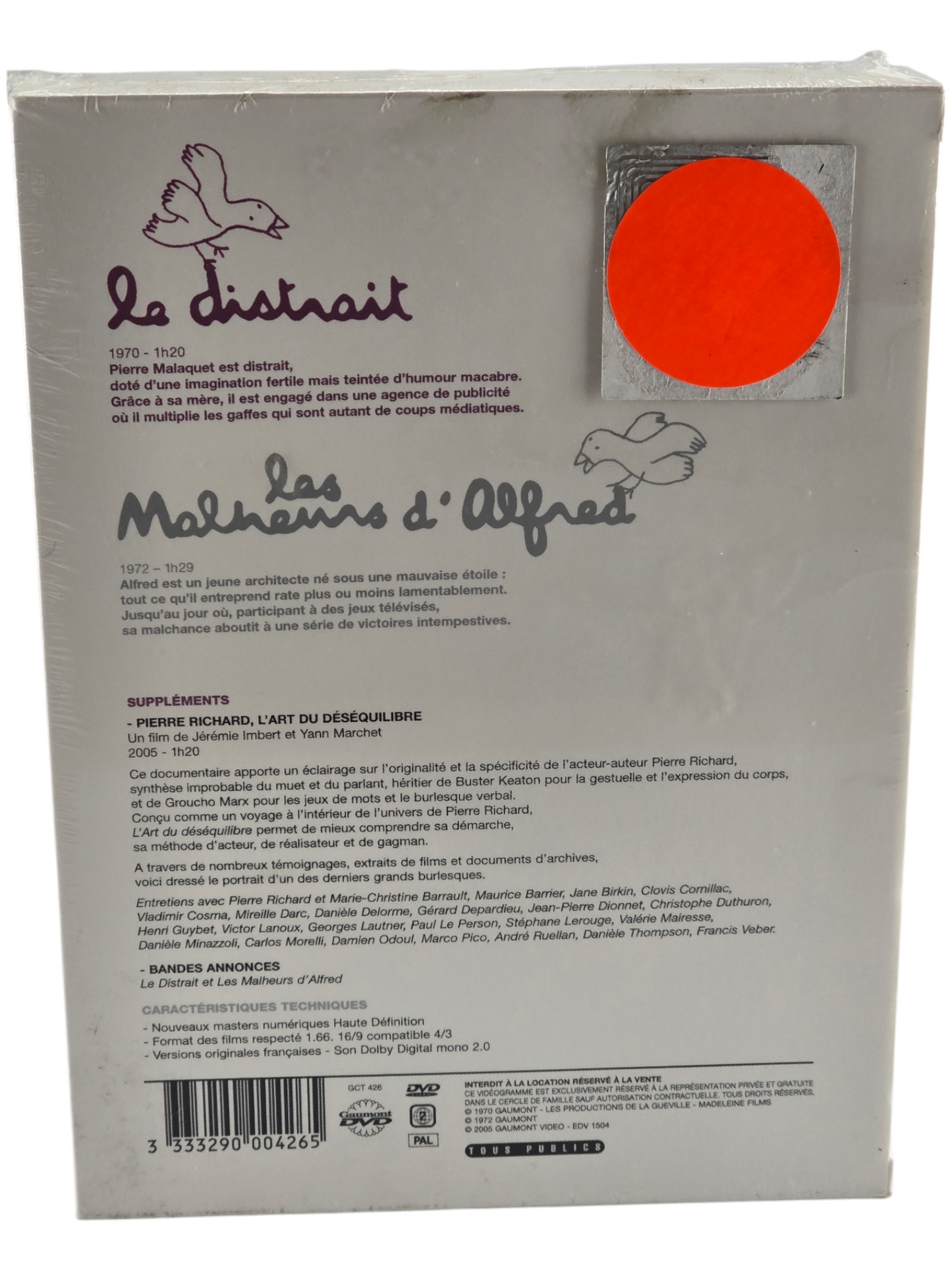 Pierre Richard Réalisateur Le distrait + Les malheurs d'Alfred 3 X DVD + Bonus