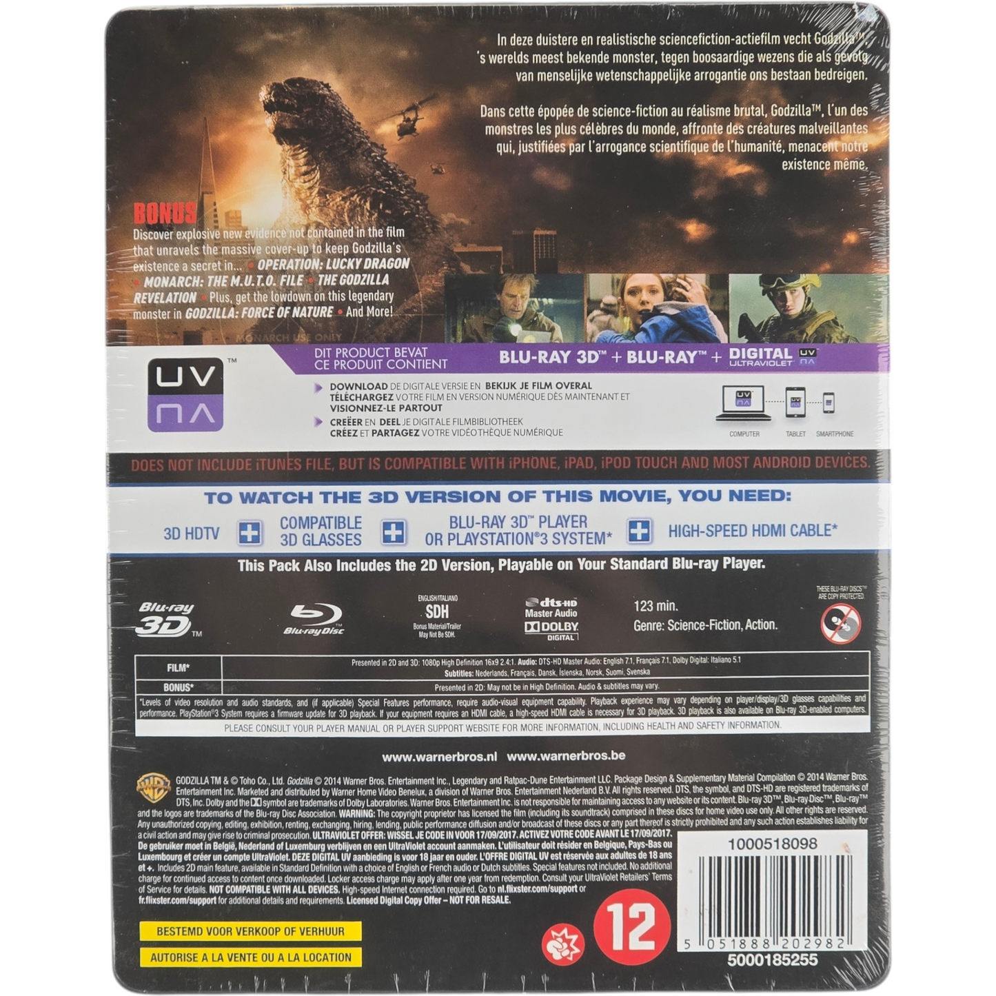 Godzilla Blu-ray Steelbook Blu-ray 3D + Blu-ray Édition limitée 2015 Zone B