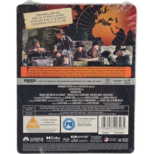 Indiana Jones et la Dernière Croisade SteelBook 4K Blu-ray UK VF Dolby Vision