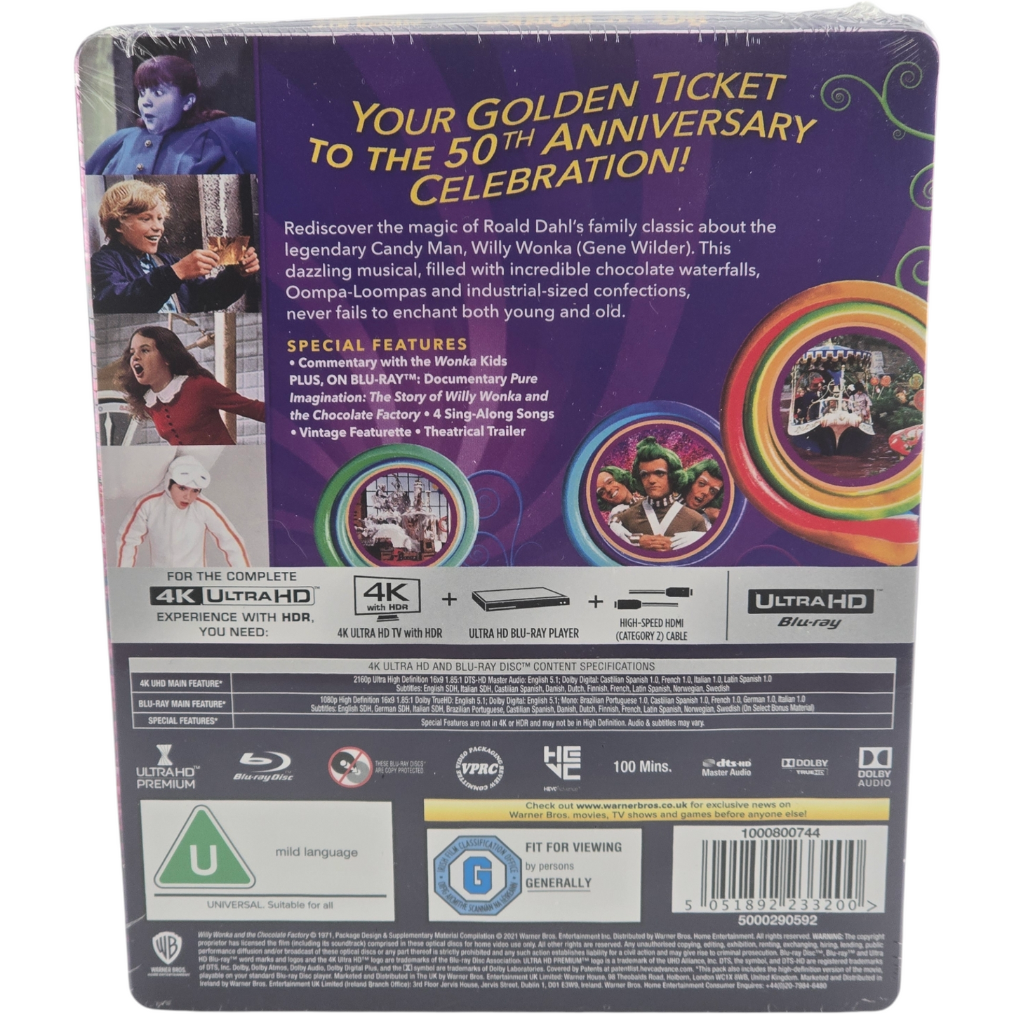 Willy Wonka & the Chocolate Factory Steelbook 4K Ultra HD + Blu-ray Zaavi Libre
