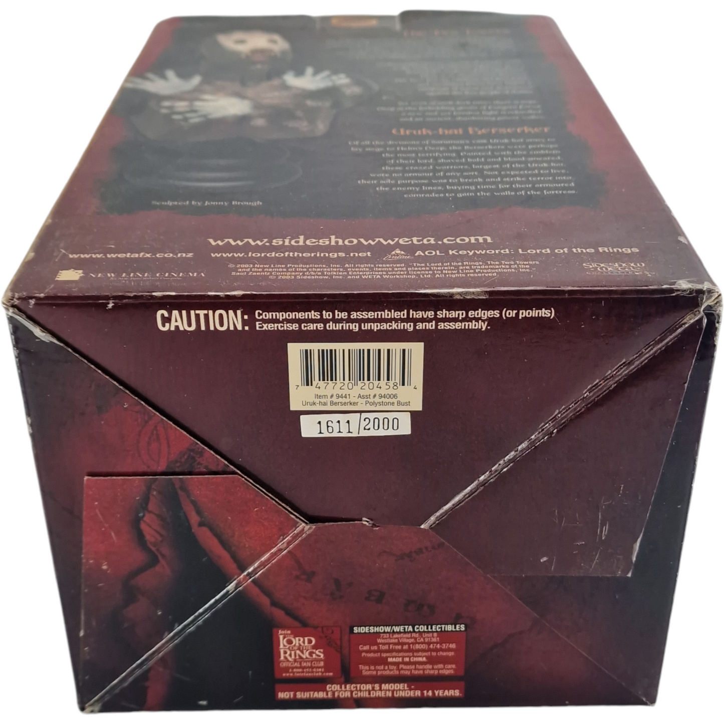 Seigneur des Anneaux Buste Resine Uruk-Hai Berserker Sideshow Weta 2000 Ex Polystone 1/4