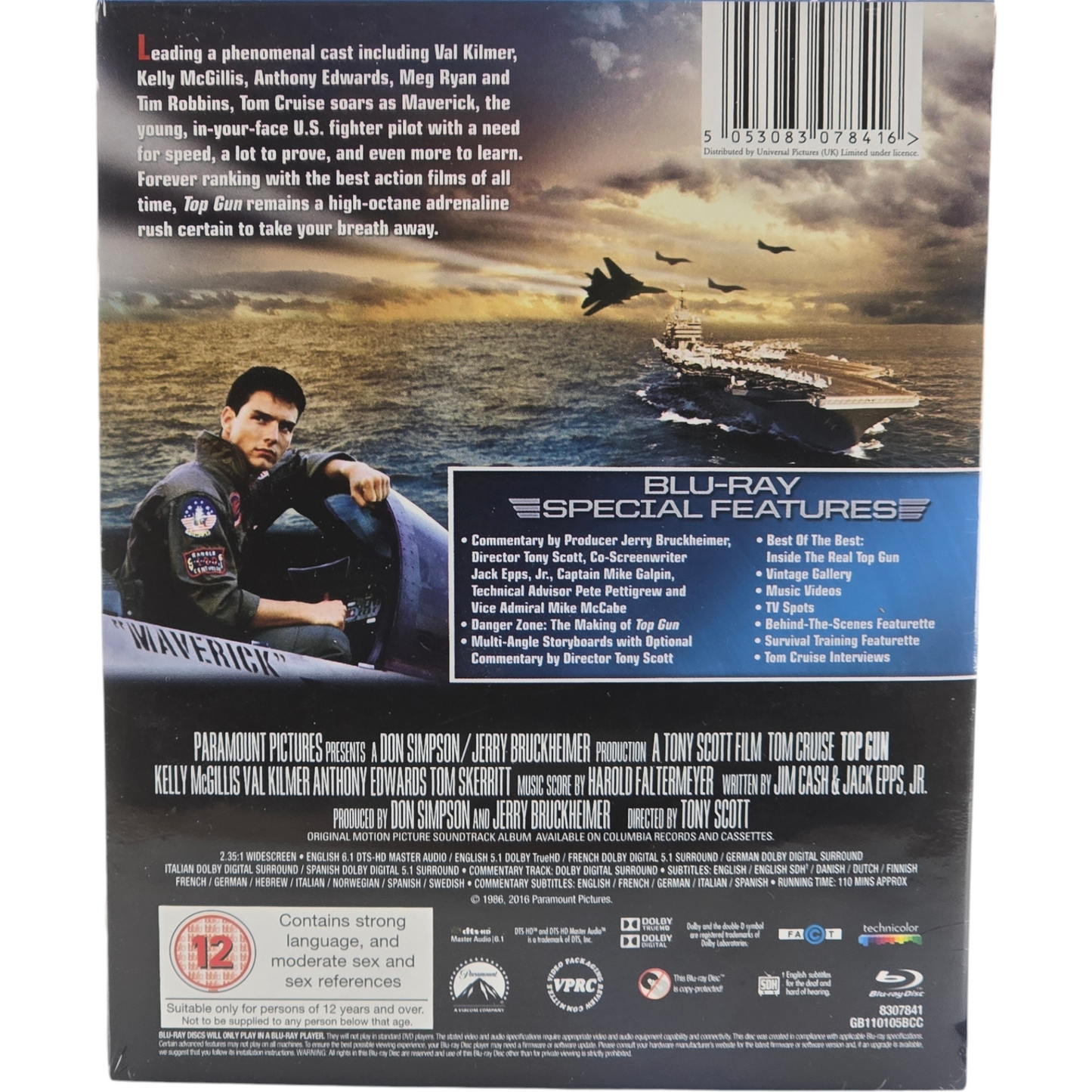 Top Gun Blu-ray SteelBook Zavvi Slipcase Edit limitée 2000 Ex Tom Cruise Libre