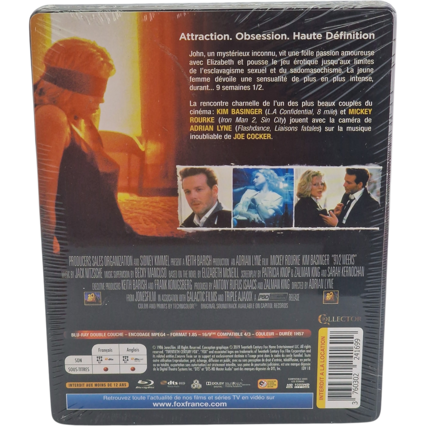 Nine ½ Weeks Steelbook Métal Futurepak Blu-ray Mickey Rourke, Kim Basinger,  B